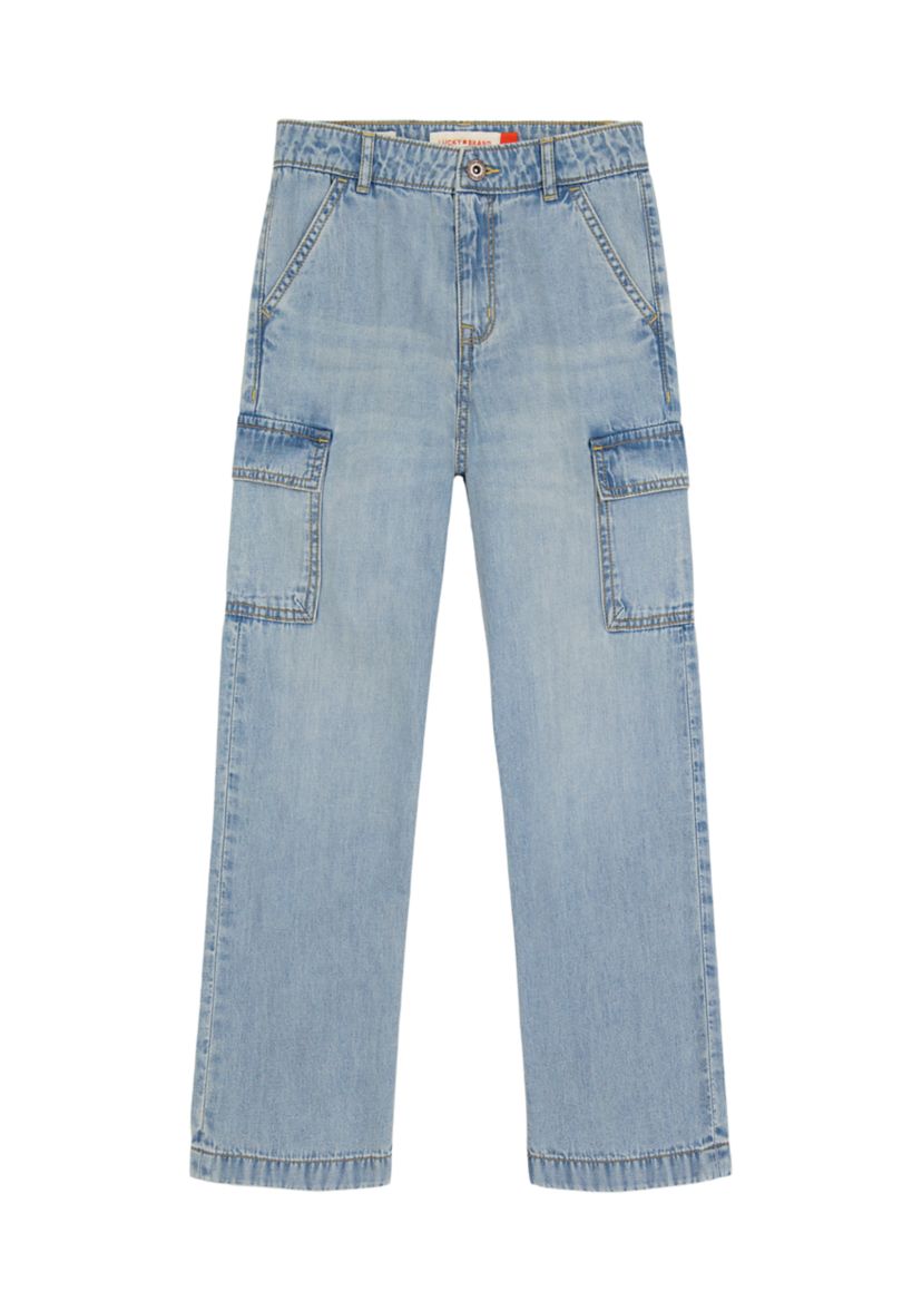 Girls 7-16 Wide Leg Demin Cargo Jeans