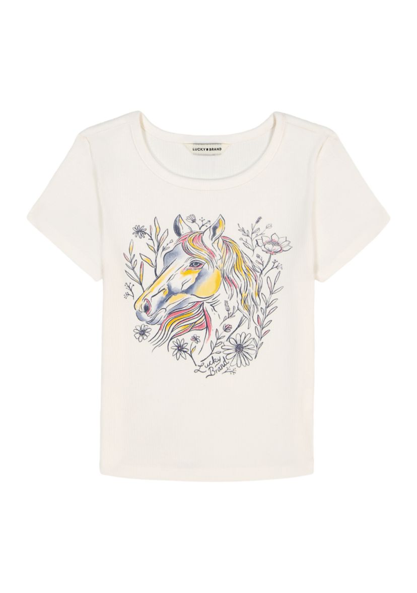 Girls 7-16 Short Sleeve Horse Baby Tee