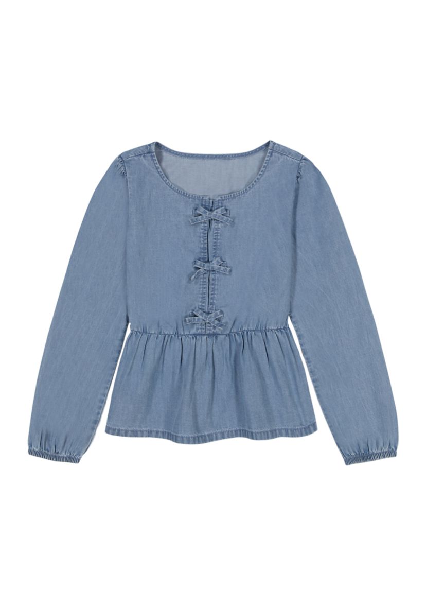 Girls 7-16 Chambray Bow Top