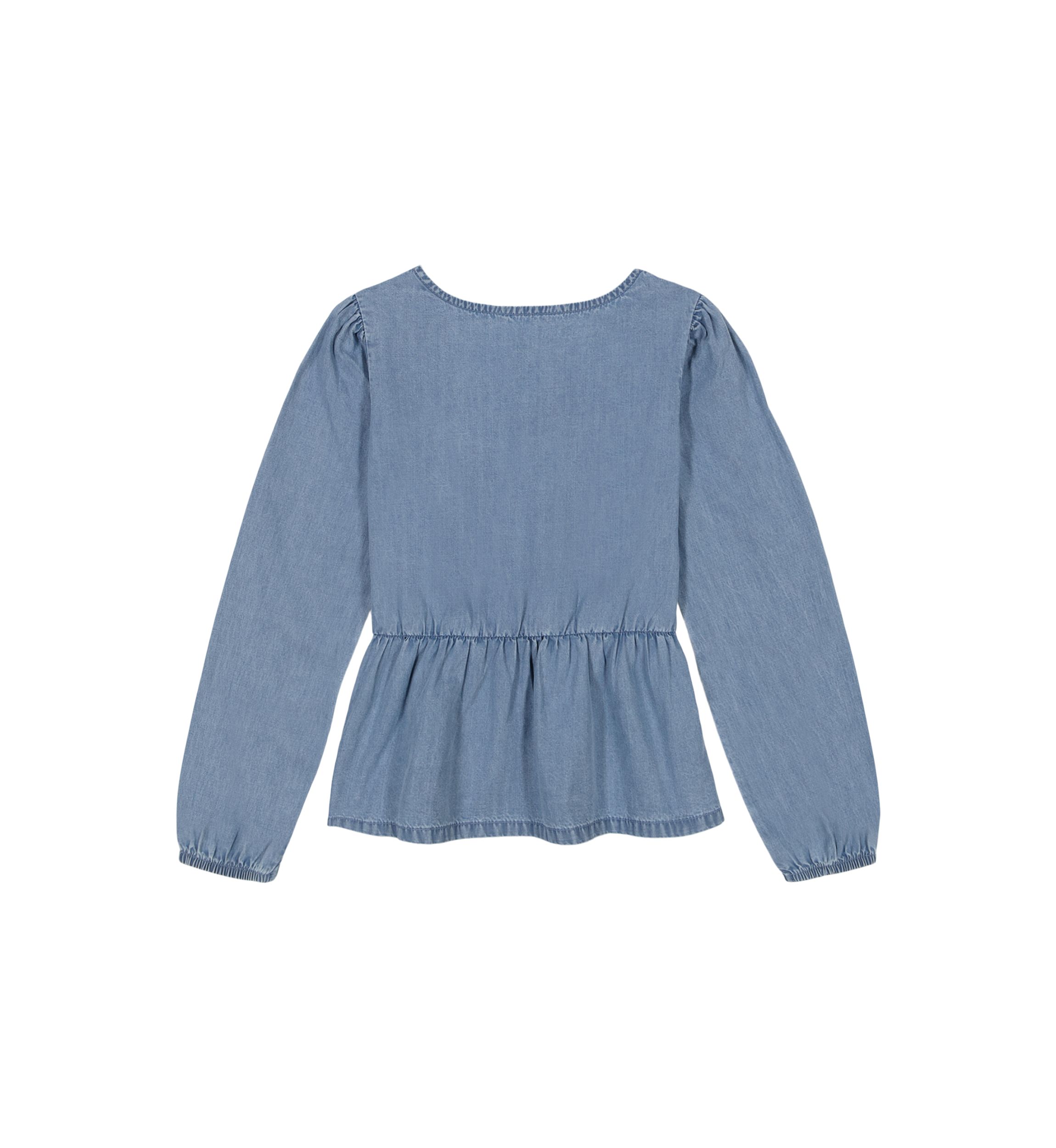 Girls 7-16 Chambray Bow Top