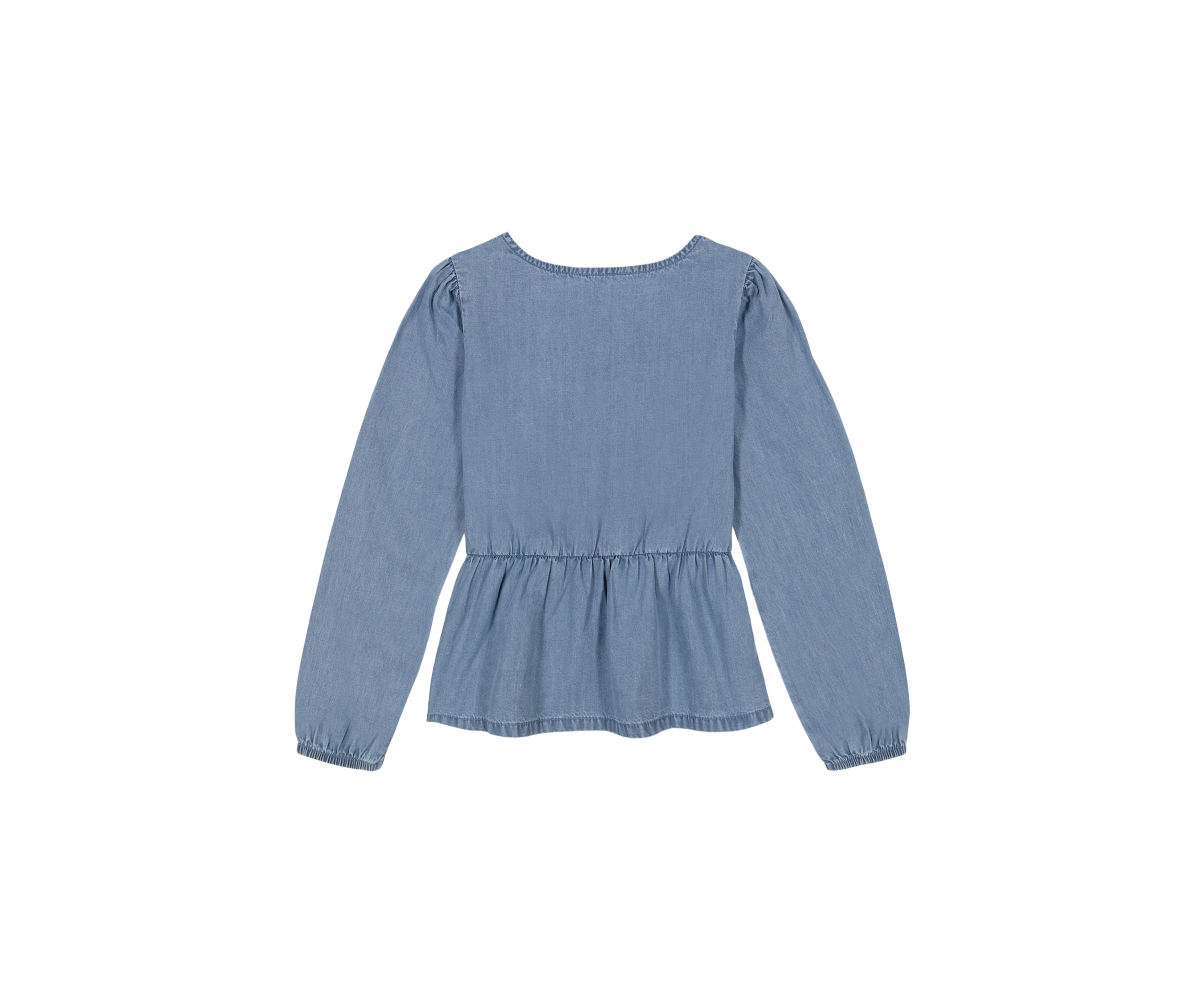 Girls 7-16 Chambray Bow Top