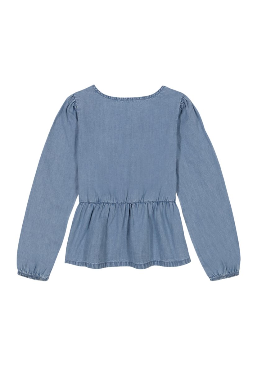 Girls 7-16 Chambray Bow Top
