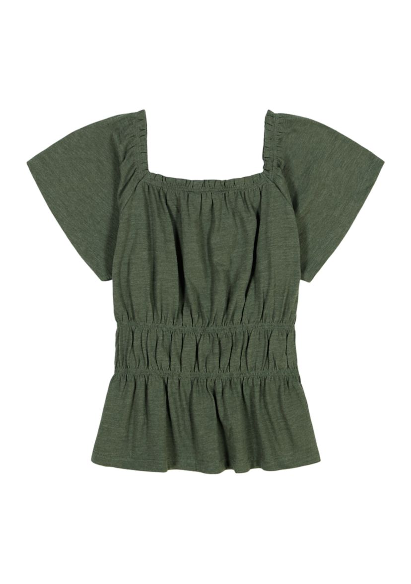 Girls 7-16 Smocked Flutter Sleeve Top