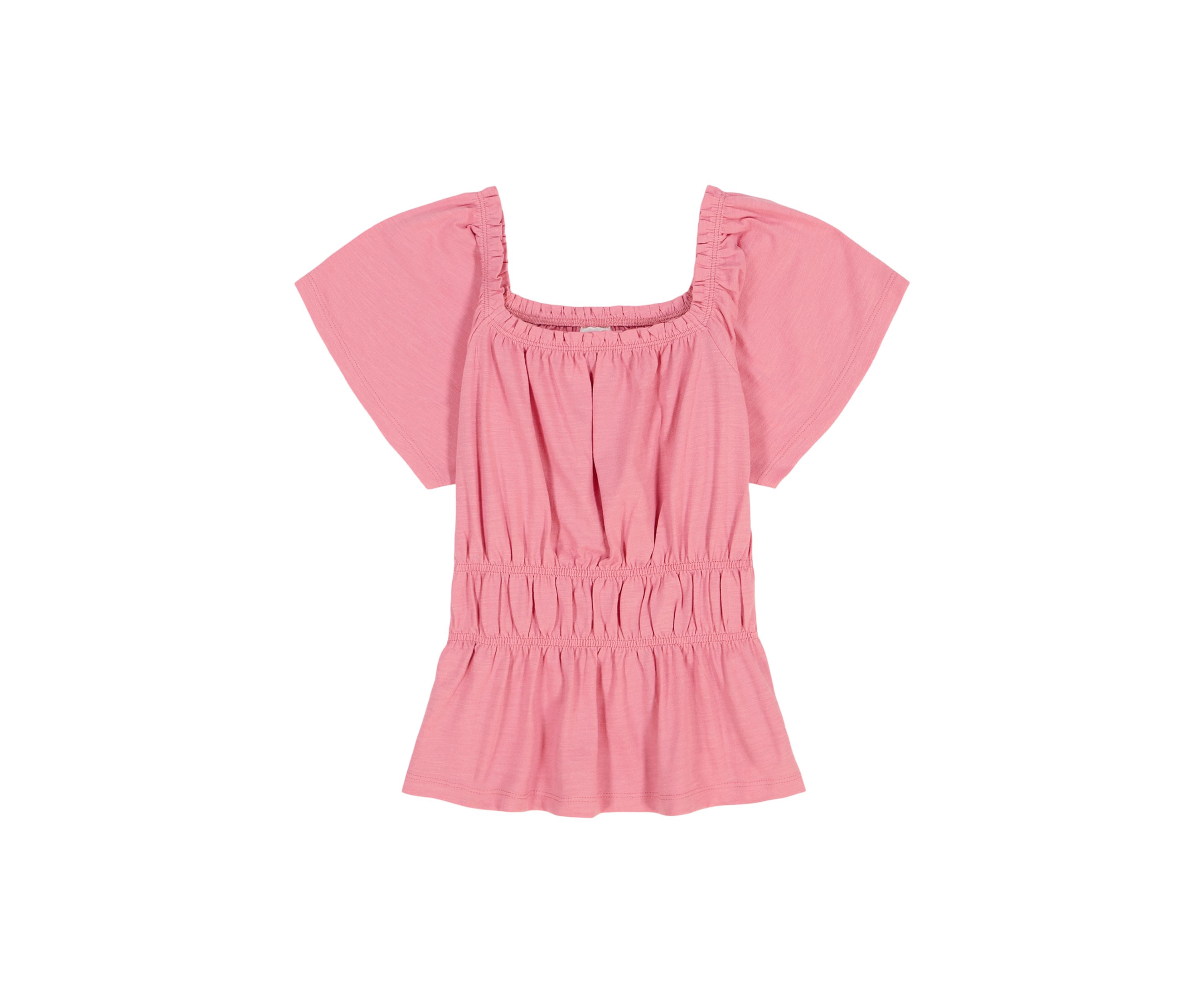 Girls 7-16 Smocked Flutter Sleeve Top
