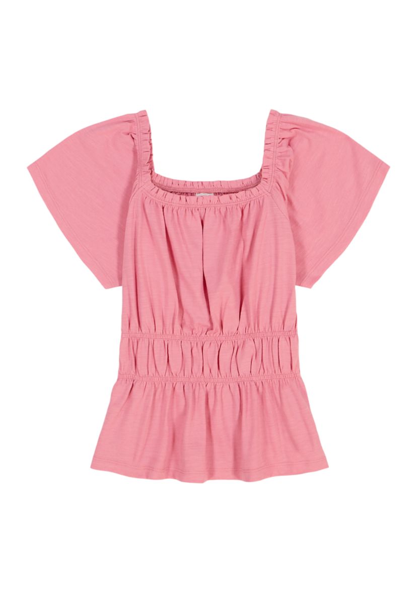 Girls 7-16 Smocked Flutter Sleeve Top