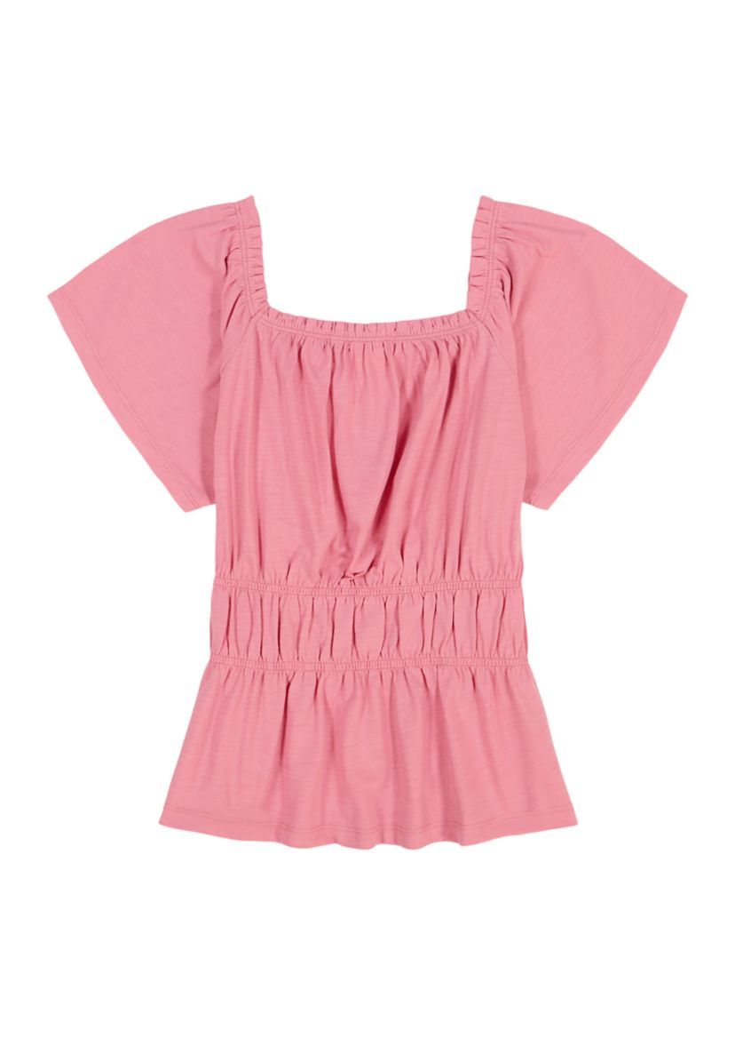 Girls 7-16 Smocked Flutter Sleeve Top