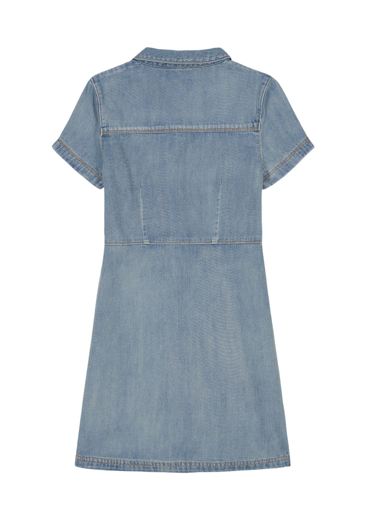 Girls 7-16 Short Sleeve Denim Dress