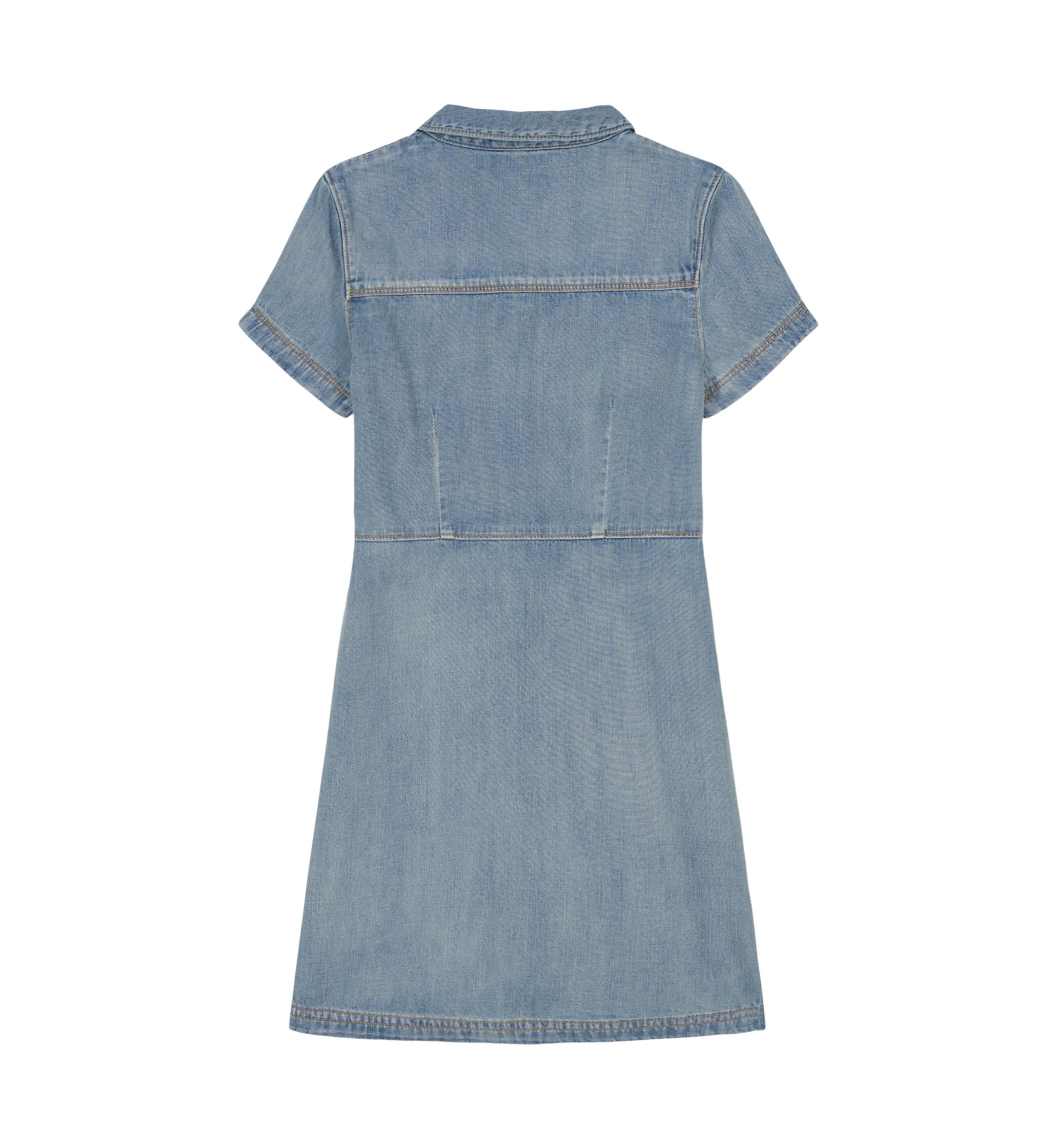 Girls 7-16 Short Sleeve Denim Dress