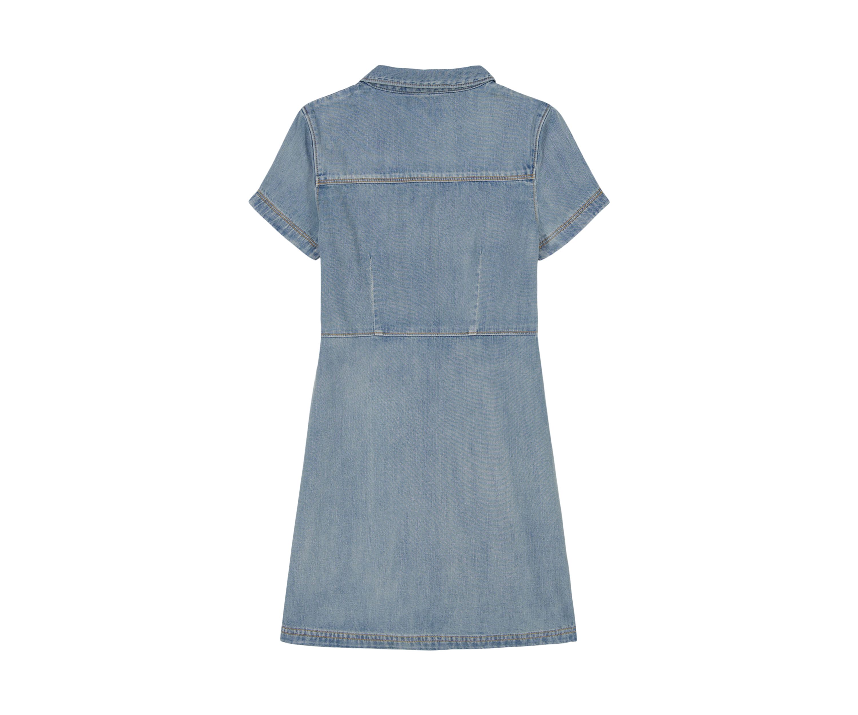 Girls 7-16 Short Sleeve Denim Dress