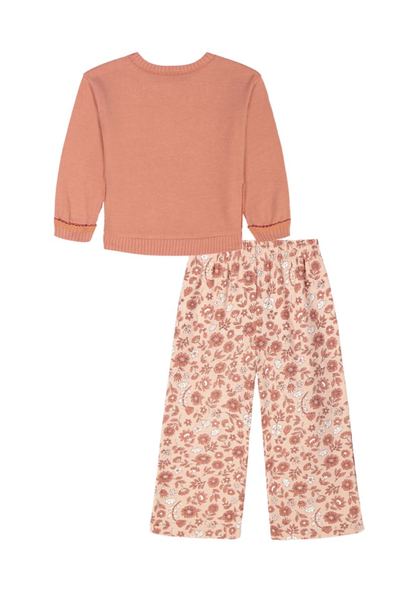 Girls 4-6x Graphic Top and Printed Wide Leg Pant Set 