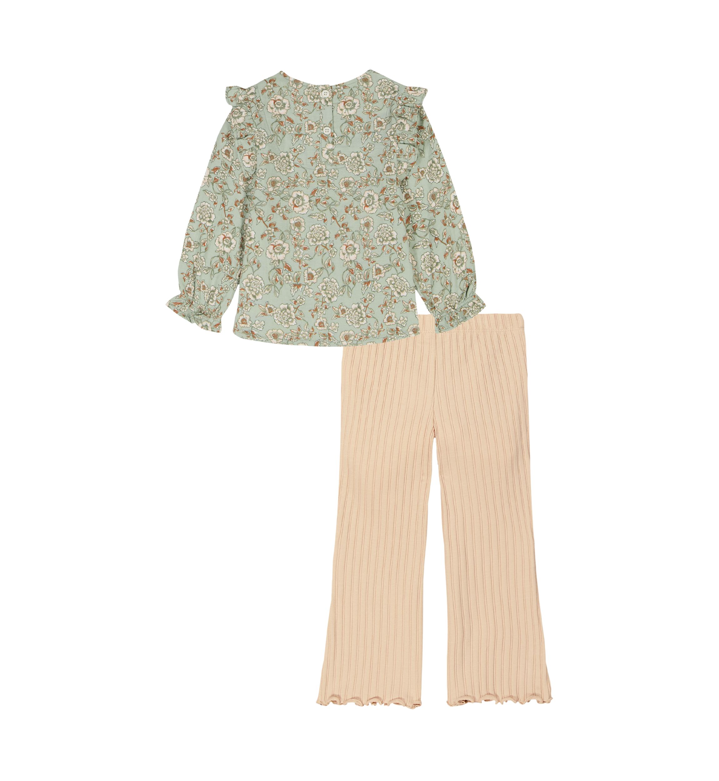 Girls 4-6x Printed Top and Ribbed Flare Pants Set 