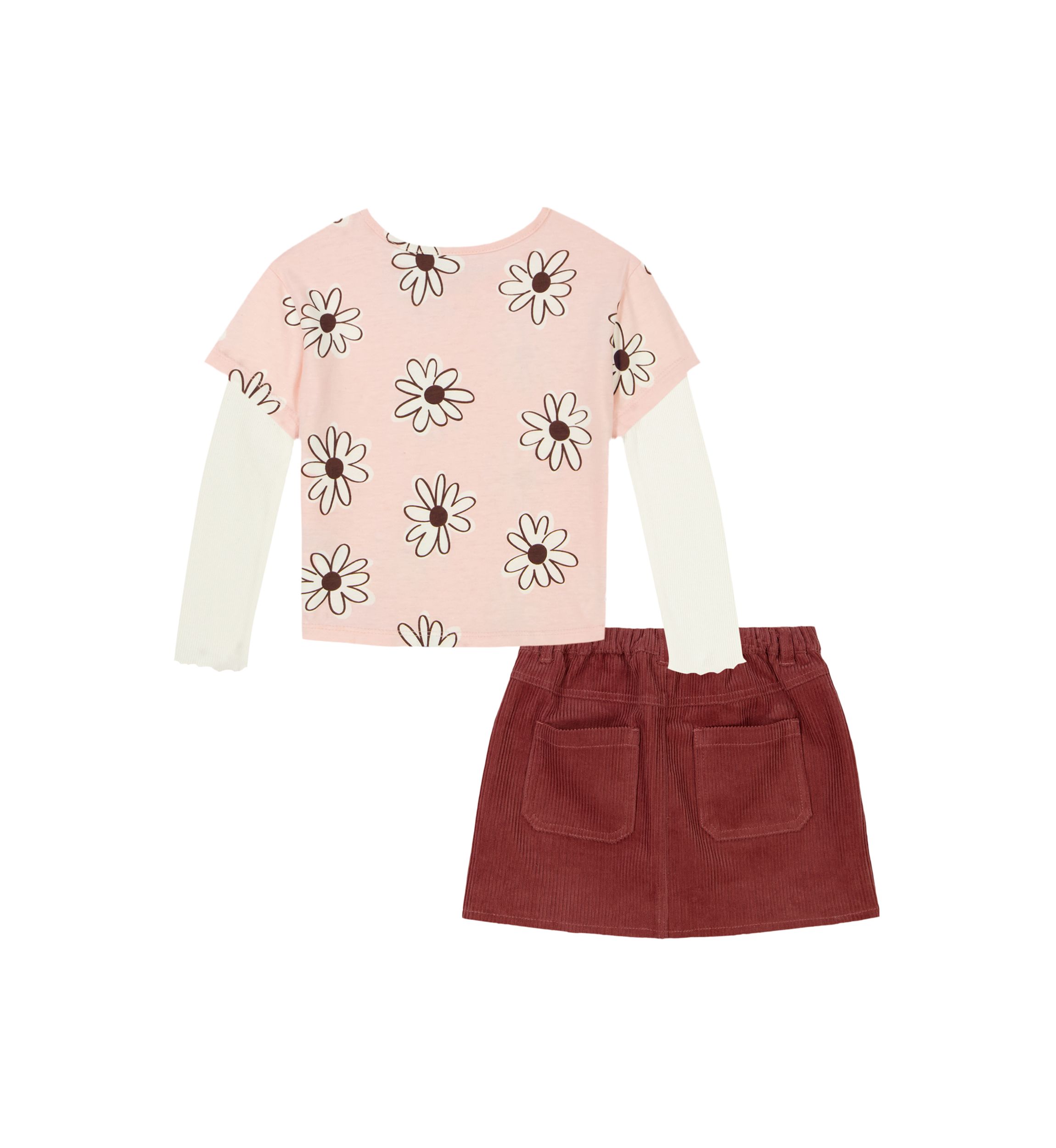 Girls 4-6x Floral Printed 2Fer Top and Skort Set