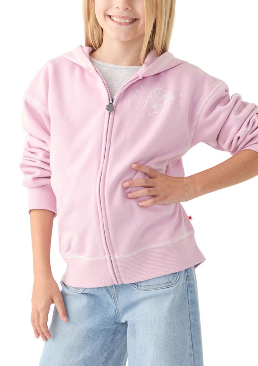 Girls 7-16 Mushroom Stamp Full Zip Sweatshirt