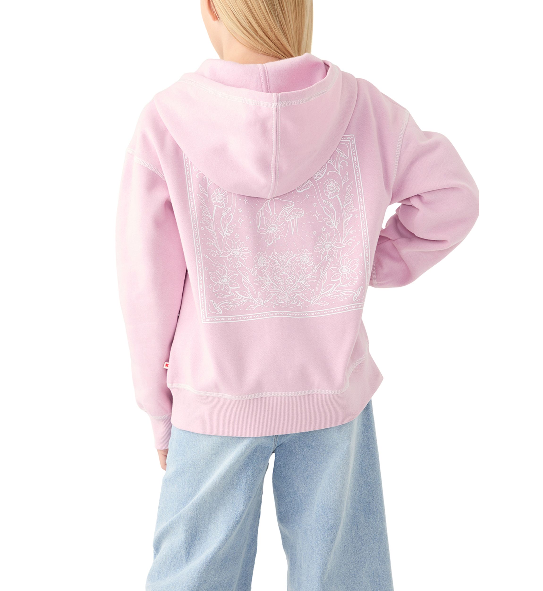 Girls 7-16 Mushroom Stamp Full Zip Sweatshirt