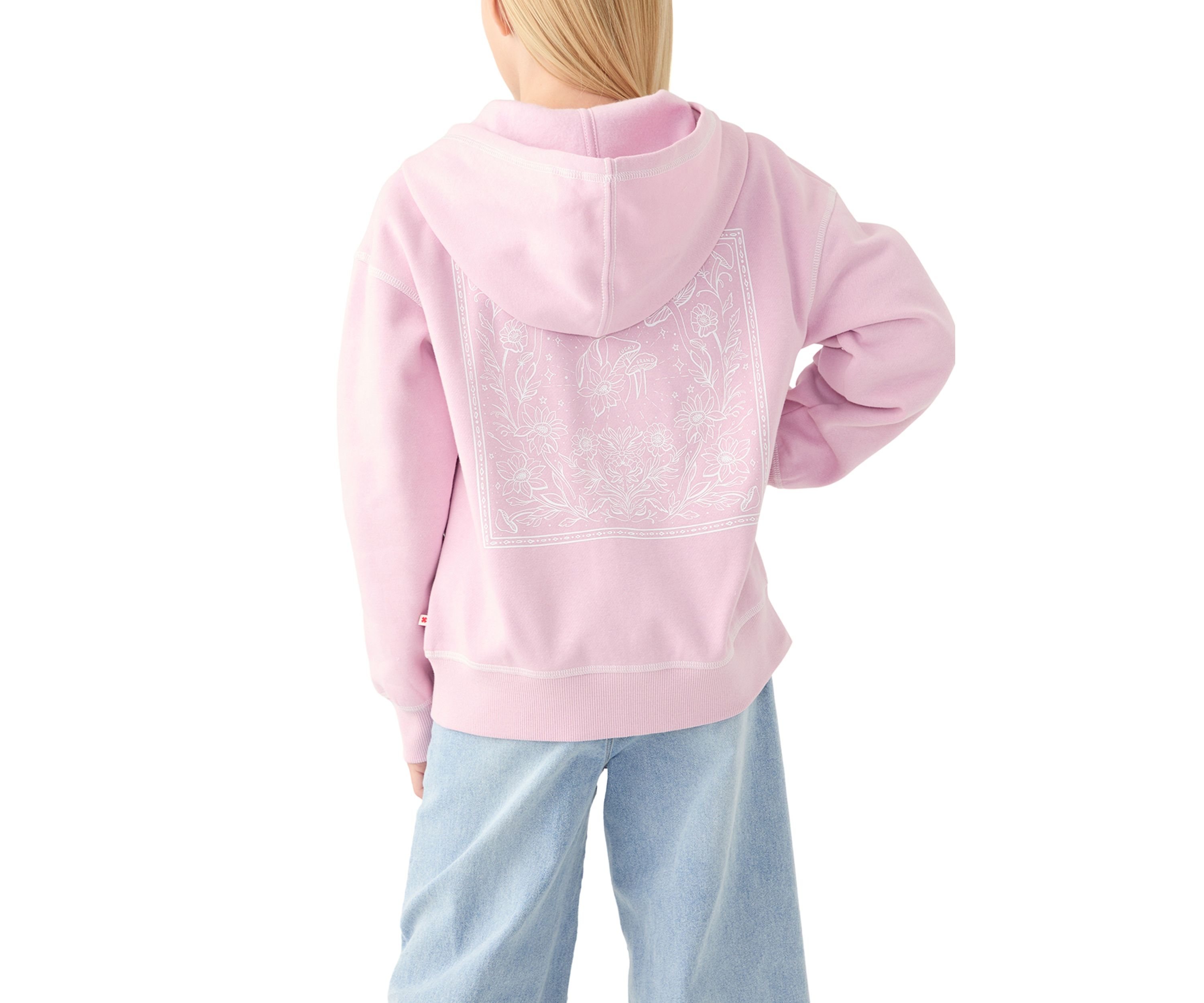 Girls 7-16 Mushroom Stamp Full Zip Sweatshirt