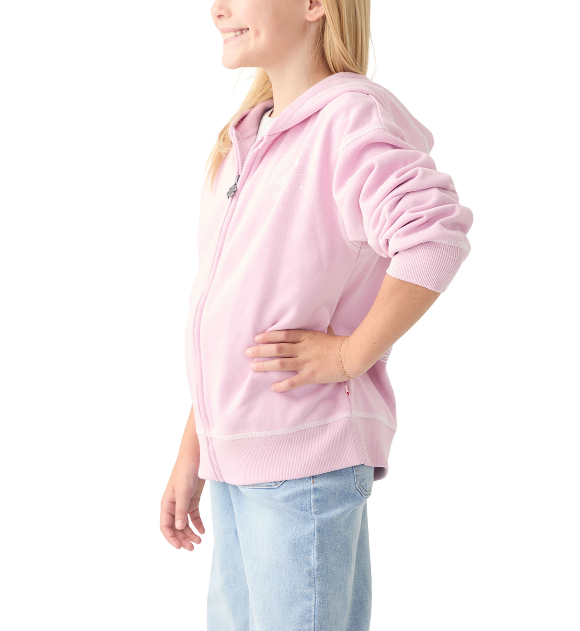 Girls 7-16 Mushroom Stamp Full Zip Sweatshirt