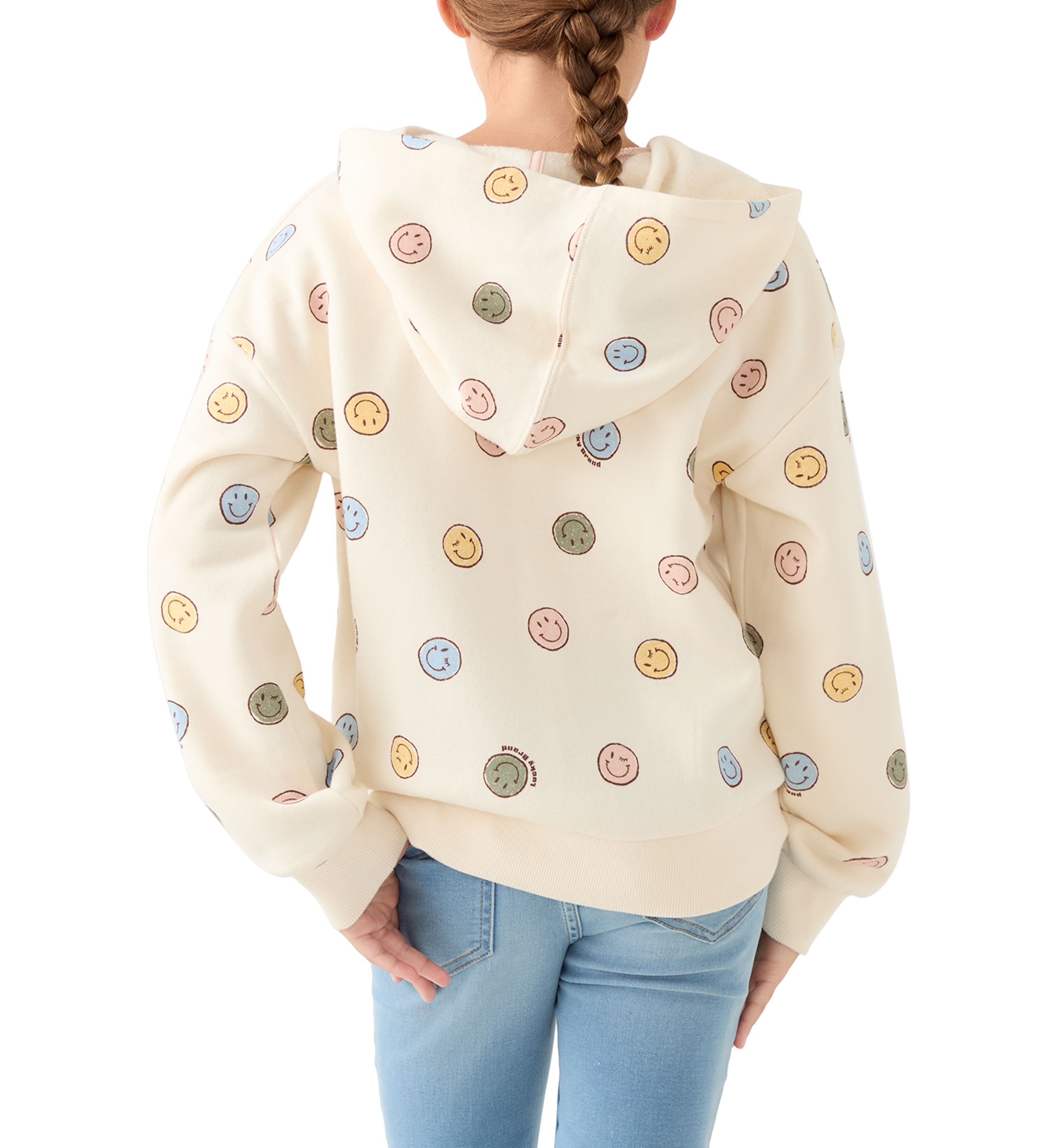 Girls 7-16 Smiley Full Zip Fleece Hoodie