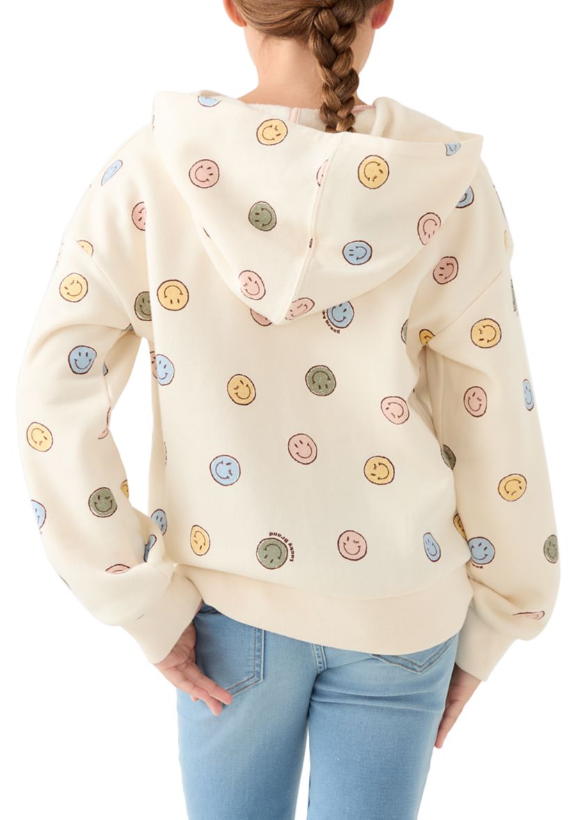 Girls 7-16 Smiley Full Zip Fleece Hoodie