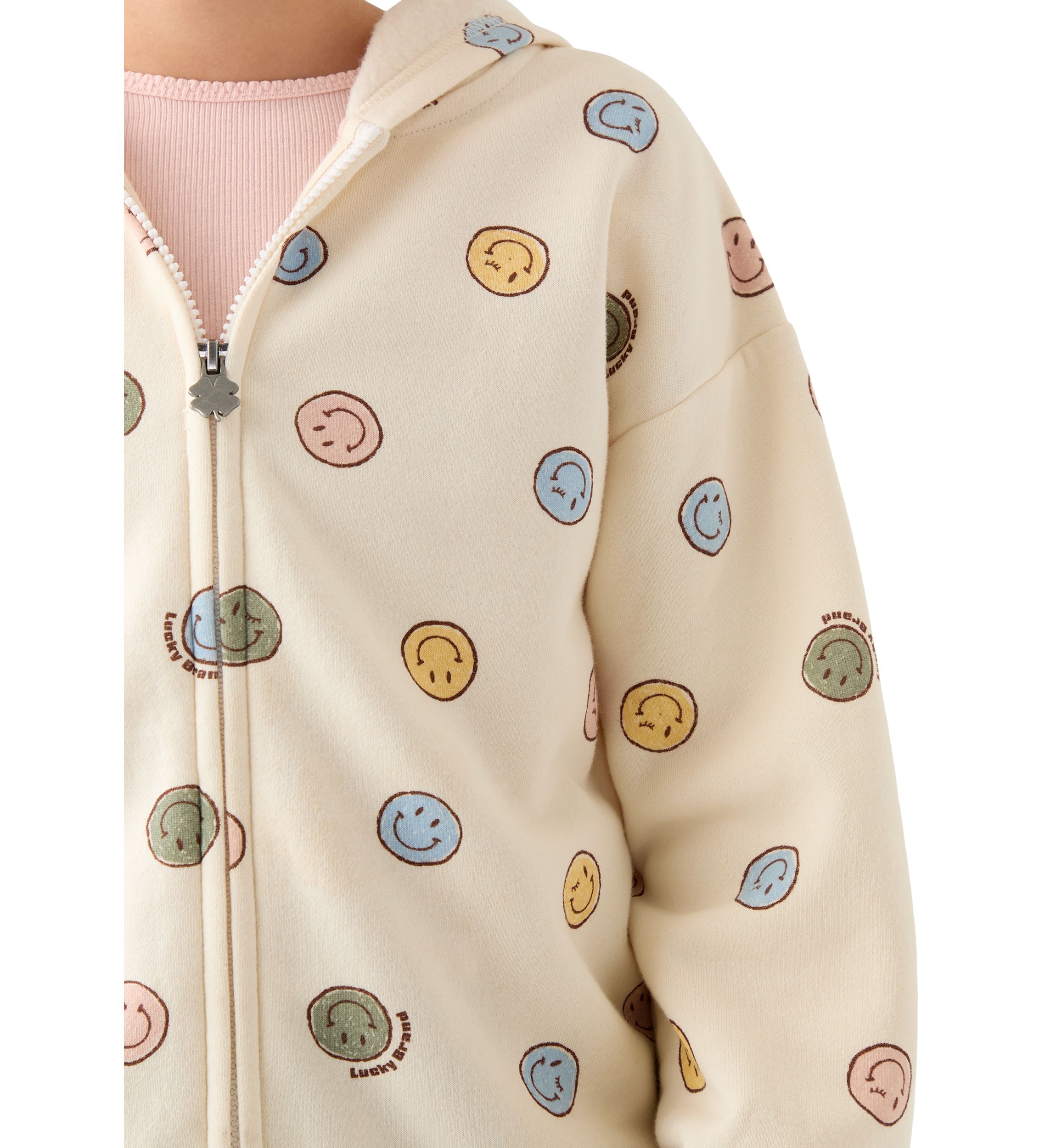 Girls 7-16 Smiley Full Zip Fleece Hoodie