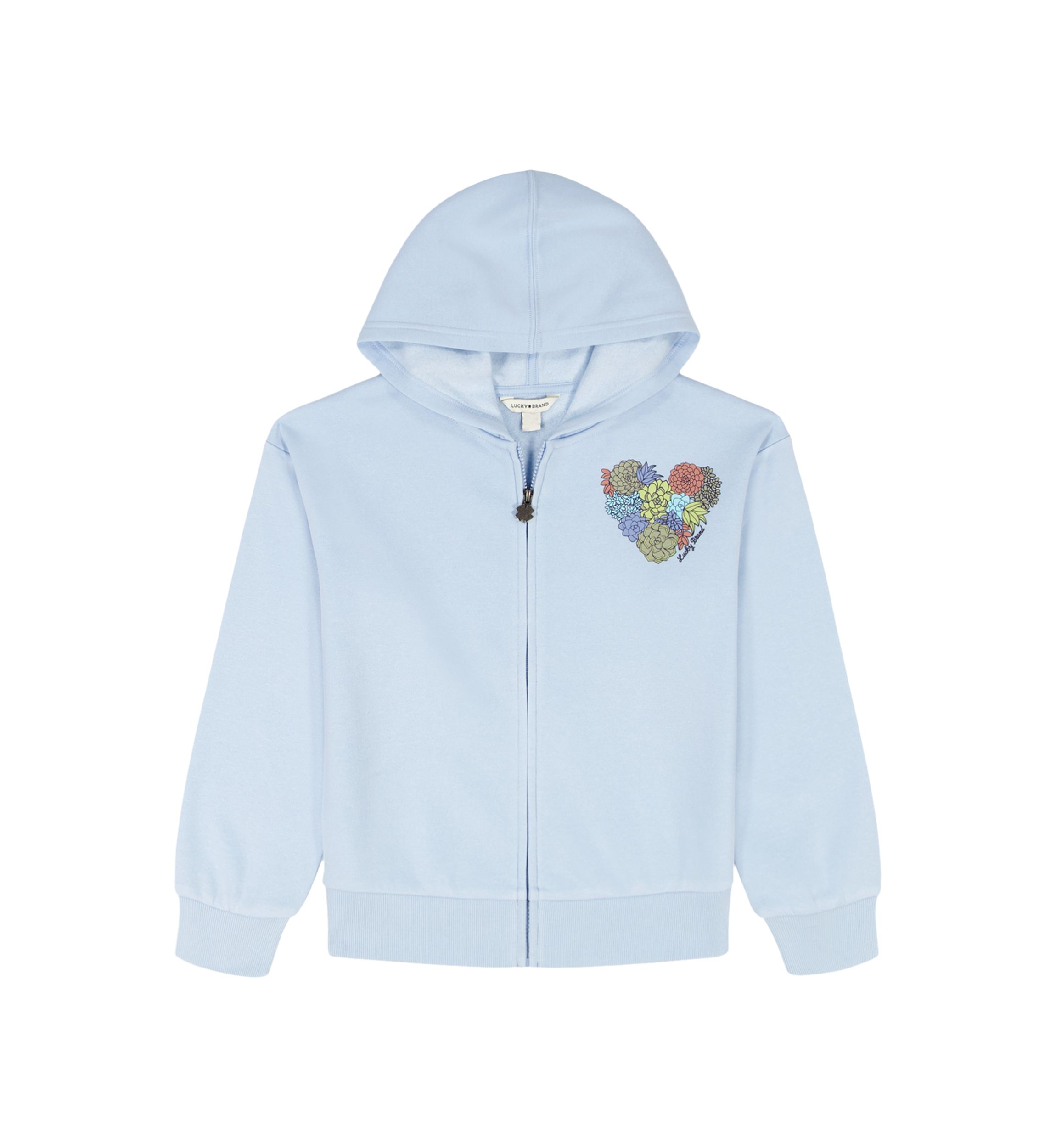 Girls 7-16 Succulent Heart Graphic Full Zip Hoodie