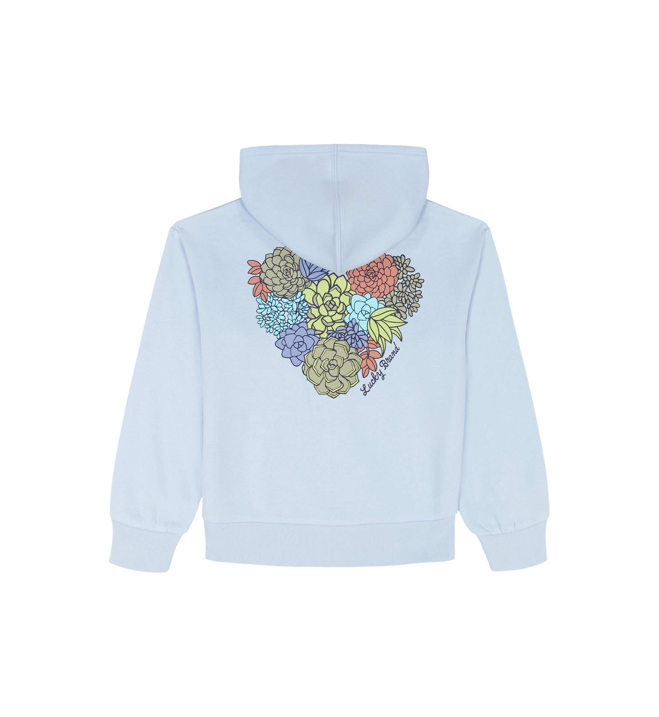 Girls 7-16 Succulent Heart Graphic Full Zip Hoodie