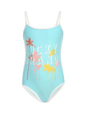 Buy Lucky Brand kids girl all over print one piece swimsuit bright
