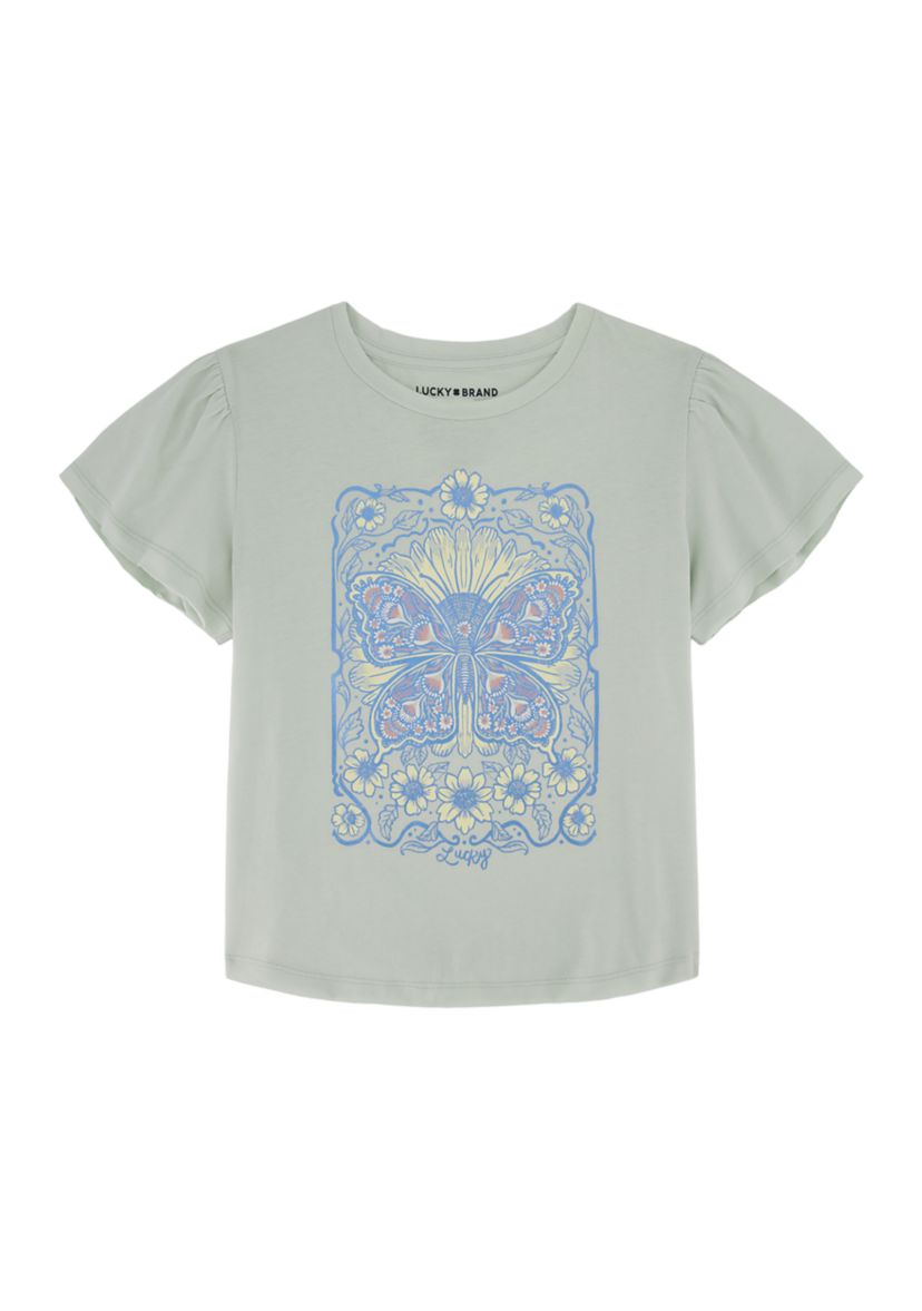 Girls 7-16 Short Sleeve Butterfly Graphic T-Shirt 