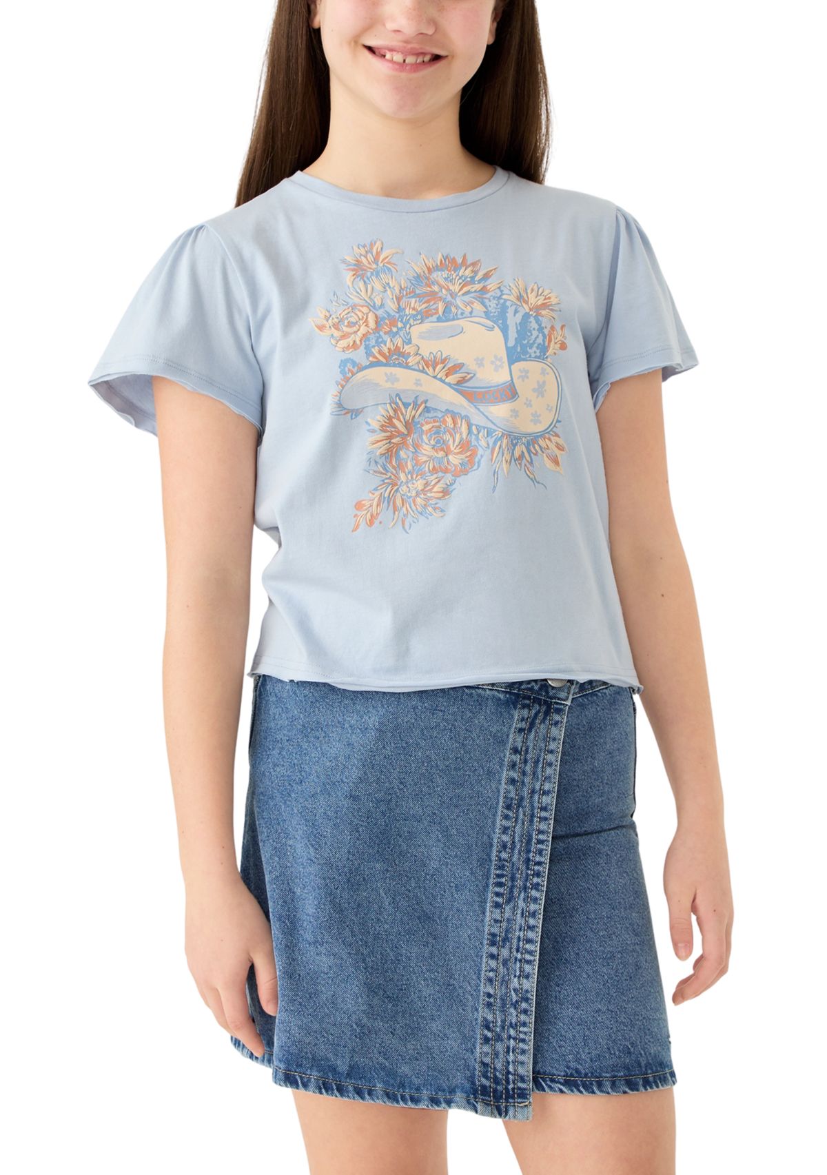 Girls 7-16 Short Sleeve Cowgirl Graphic T-Shirt 