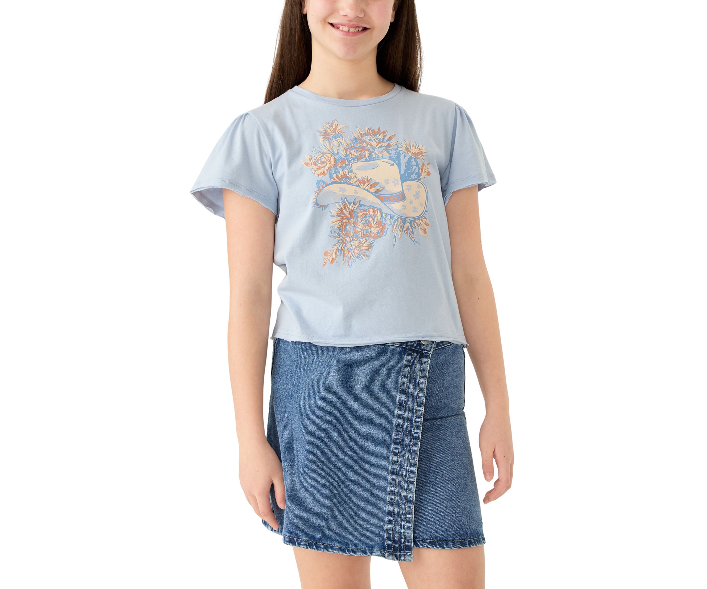 Girls 7-16 Short Sleeve Cowgirl Graphic T-Shirt 