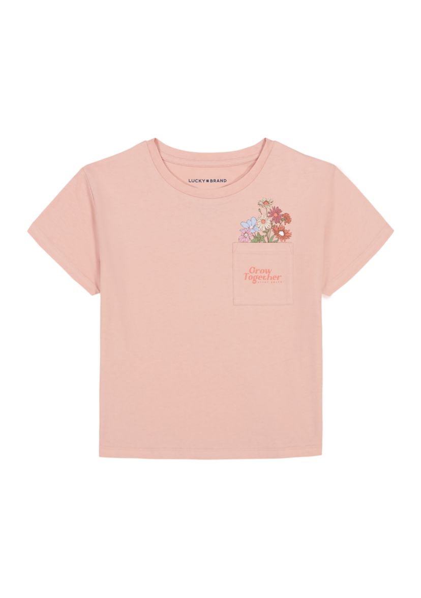 Girls 7-16 Floral Graphic Pocket T-Shirt