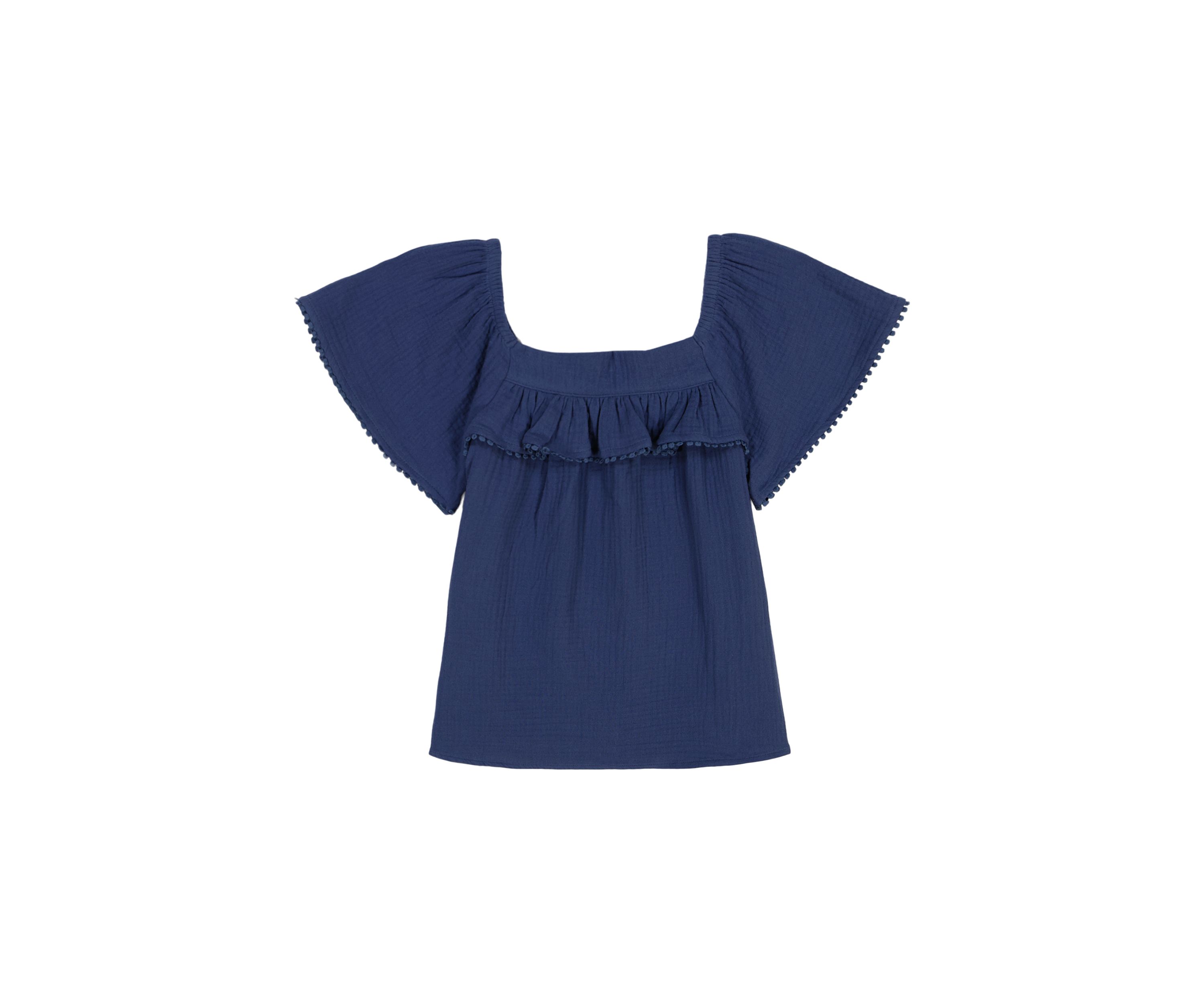 Girls 7-16 Short Flutter Sleeve Gauze Top