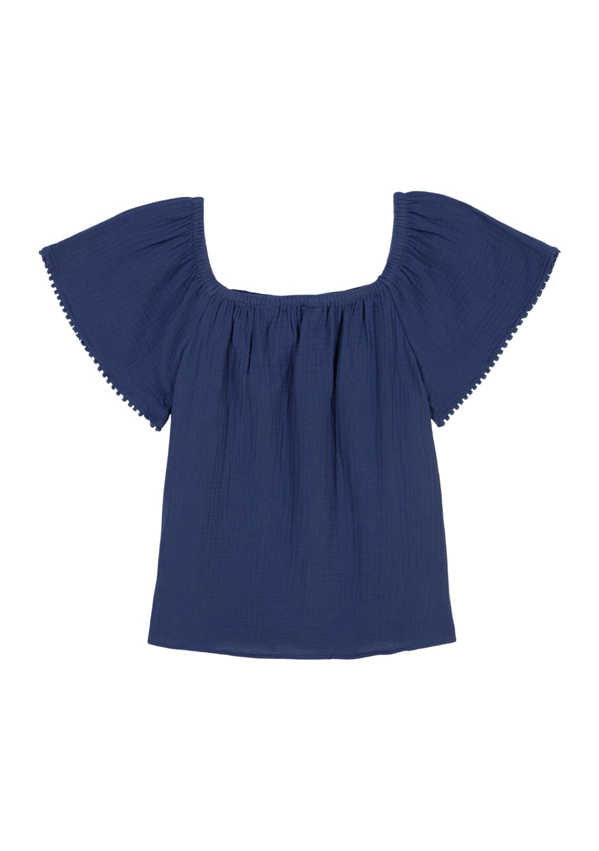 Girls 7-16 Short Flutter Sleeve Gauze Top