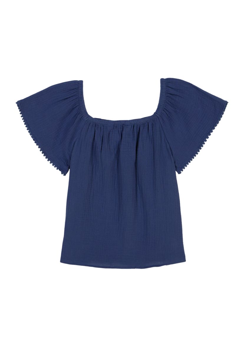Girls 7-16 Short Flutter Sleeve Gauze Top