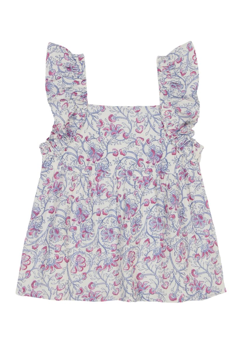 Girls 7-16 Flutter Sleeve Floral Top 