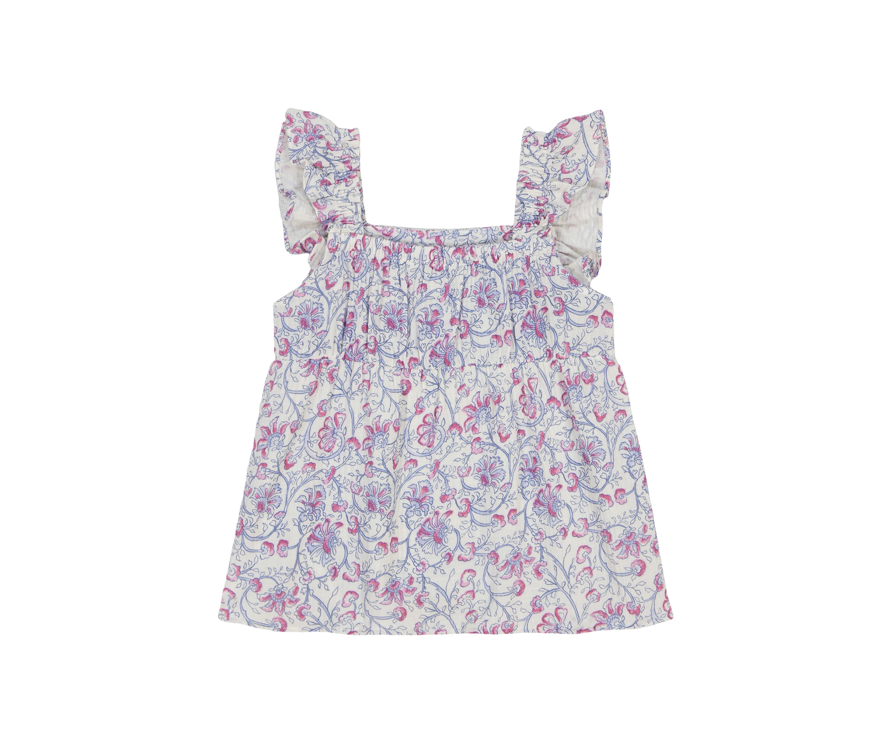Girls 7-16 Flutter Sleeve Floral Top 