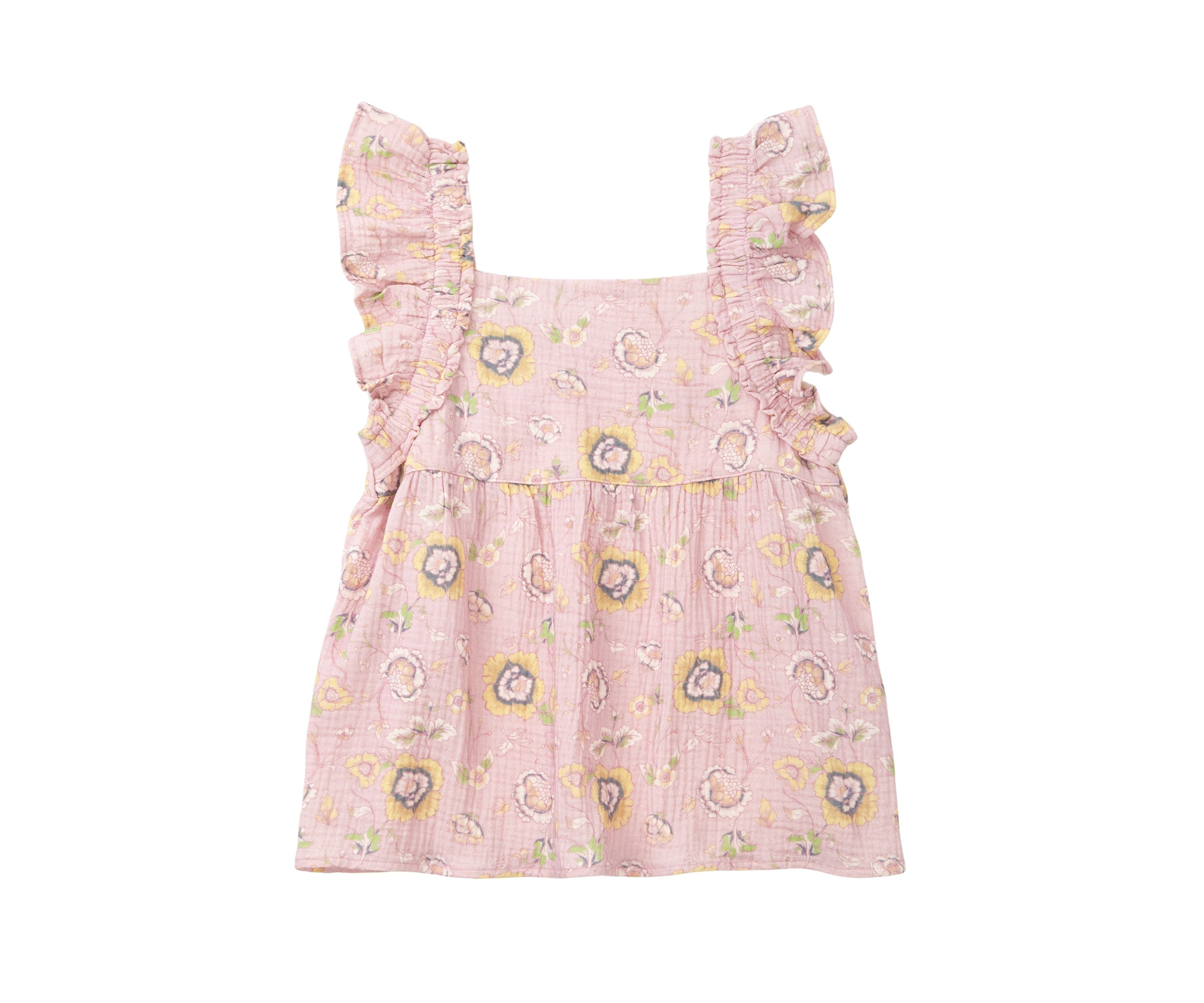 Girls 7-16 Ruffle Flower Printed Top 