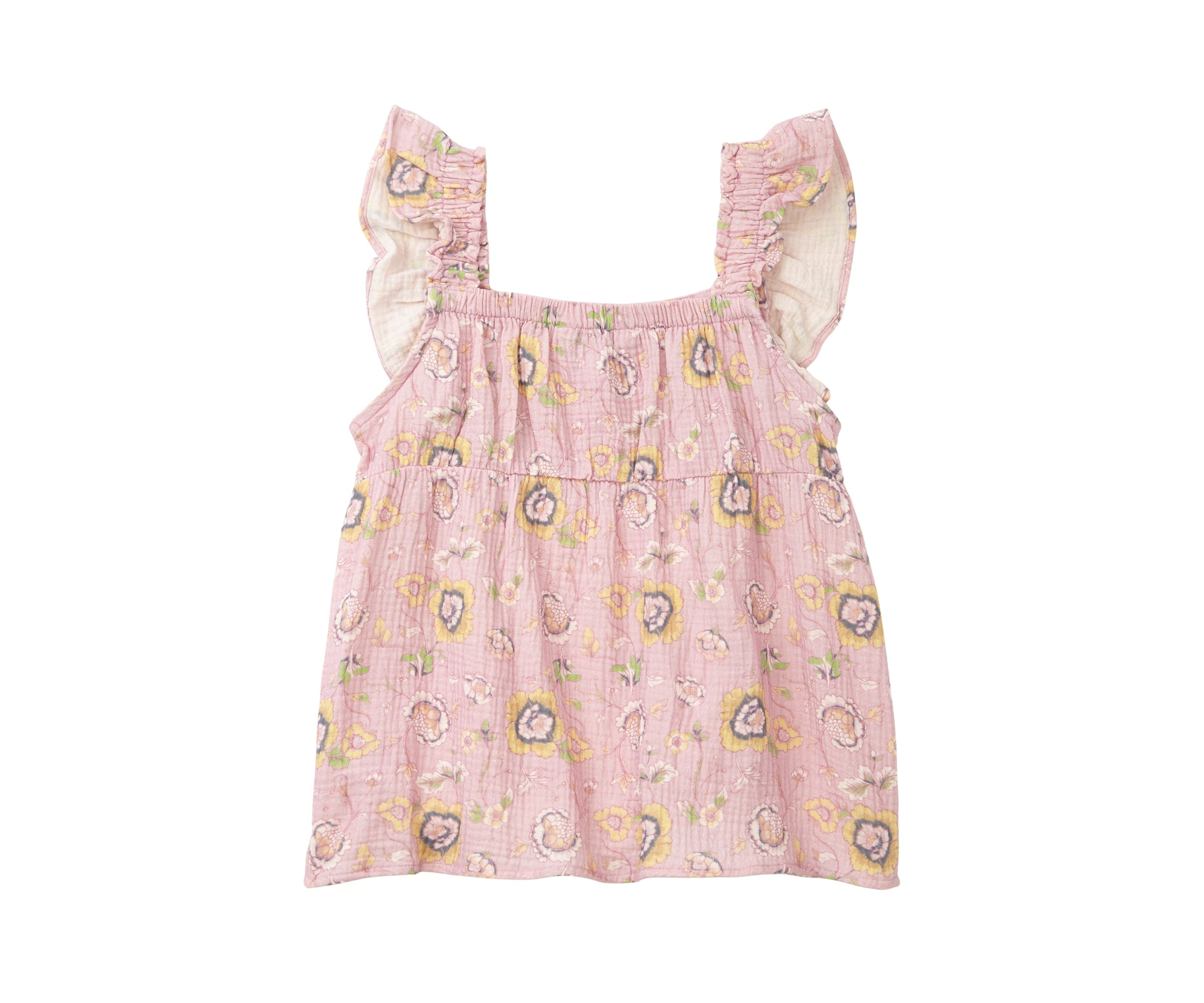 Girls 7-16 Ruffle Flower Printed Top 