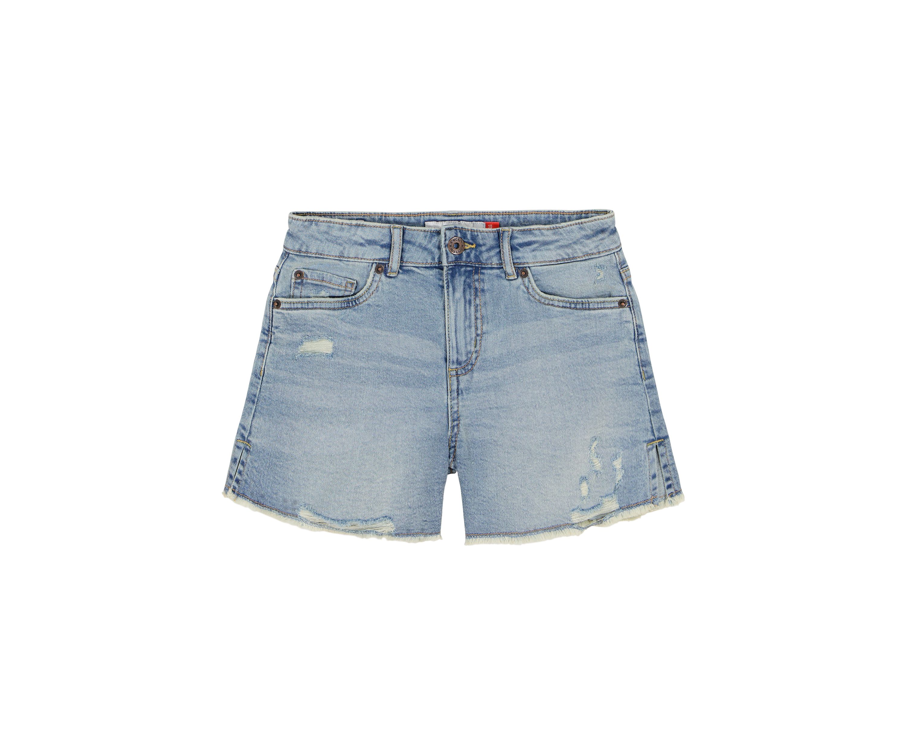 Girls 7-16 Mid Rise Destructed Shorts