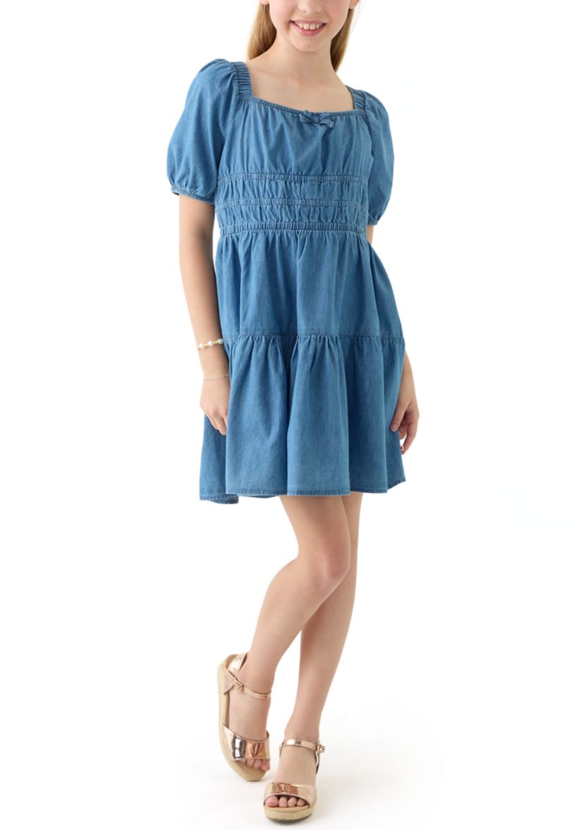 lucky brand denim dress Lucky Brand Girls 7-16 Short Sleeve Denim Dress