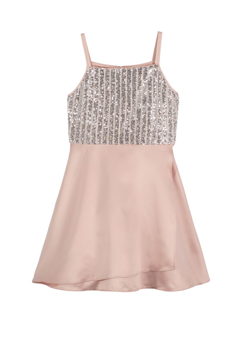 Girls 7-16 Sequin Bodice with Charmeuse Skirt Dress 