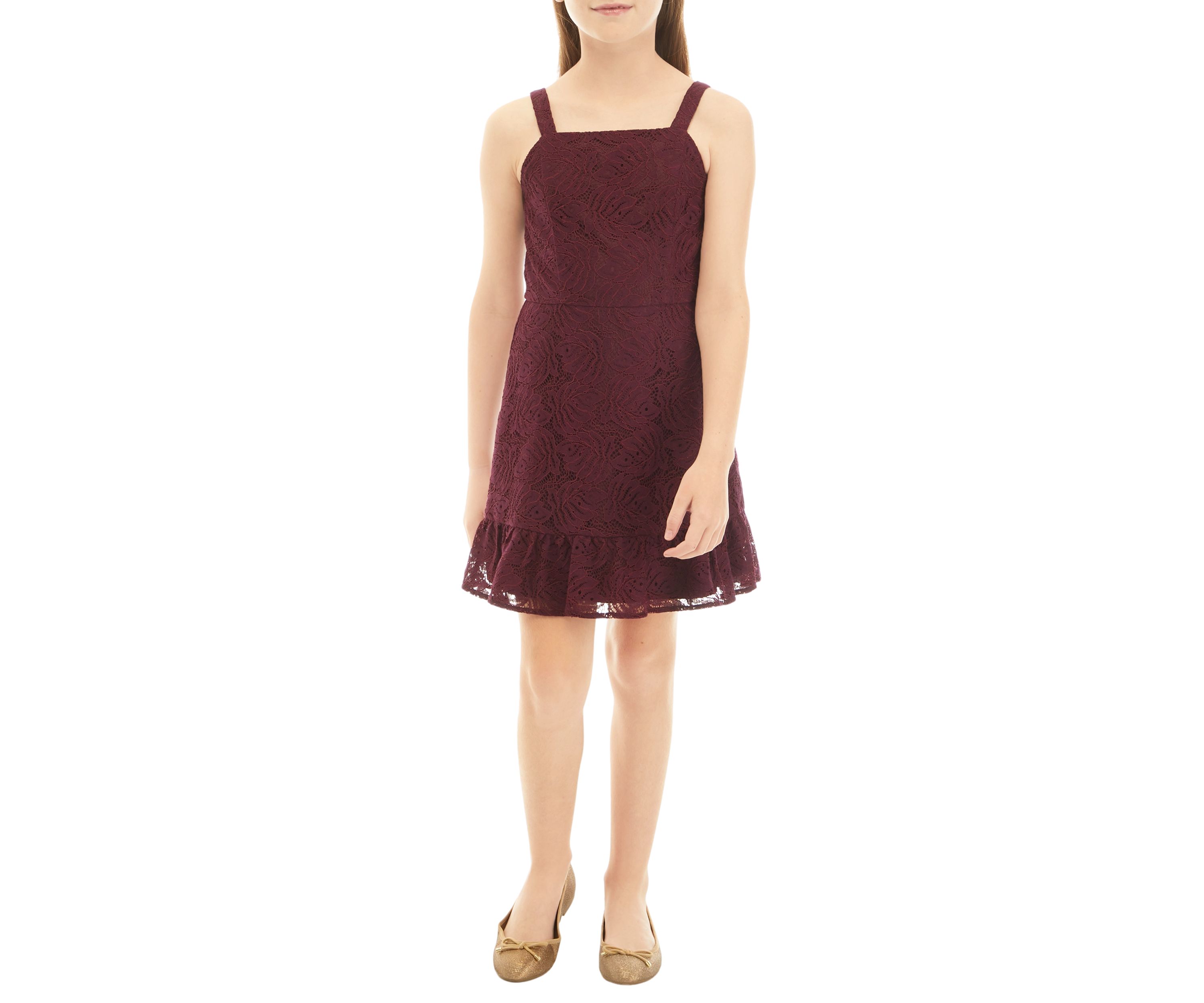 Girls 7-16 Sleeveless Dress with Ruffle Detail