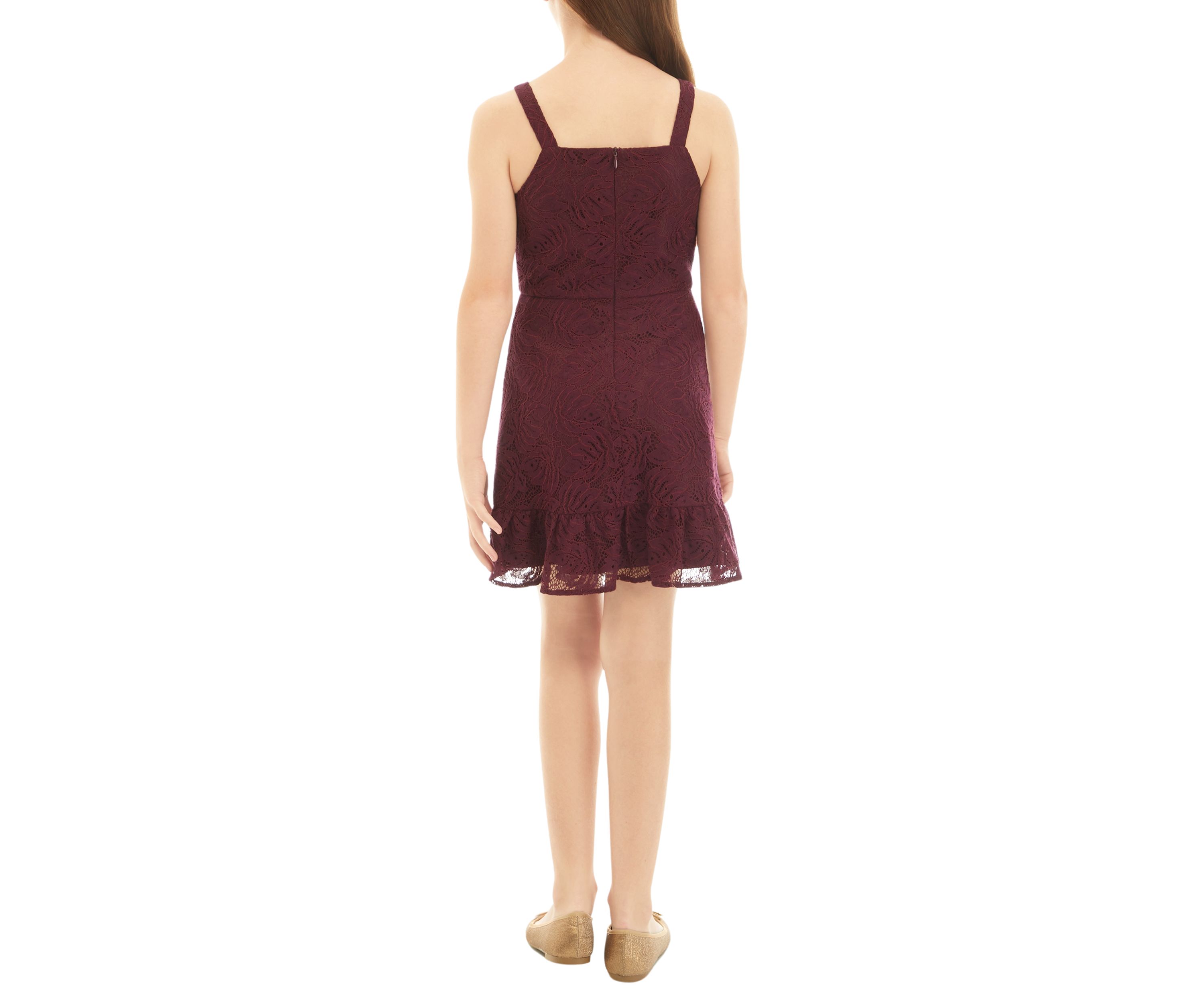 Girls 7-16 Sleeveless Dress with Ruffle Detail