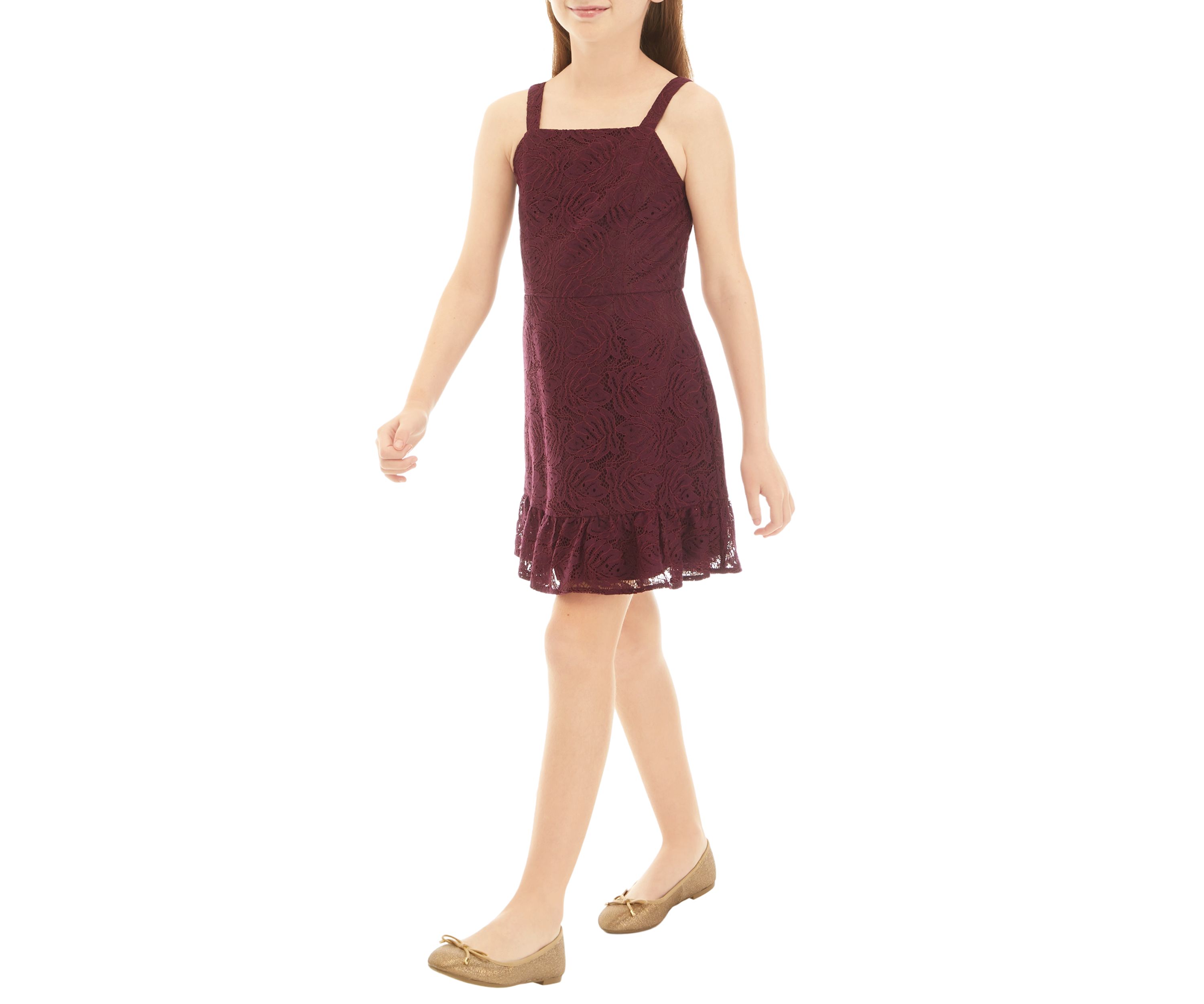 Girls 7-16 Sleeveless Dress with Ruffle Detail