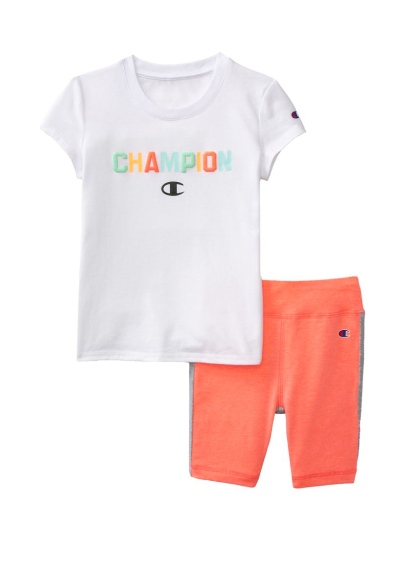 Girls 4-6x Short Sleeve Graphic T-Shirt and Bike Shorts Set