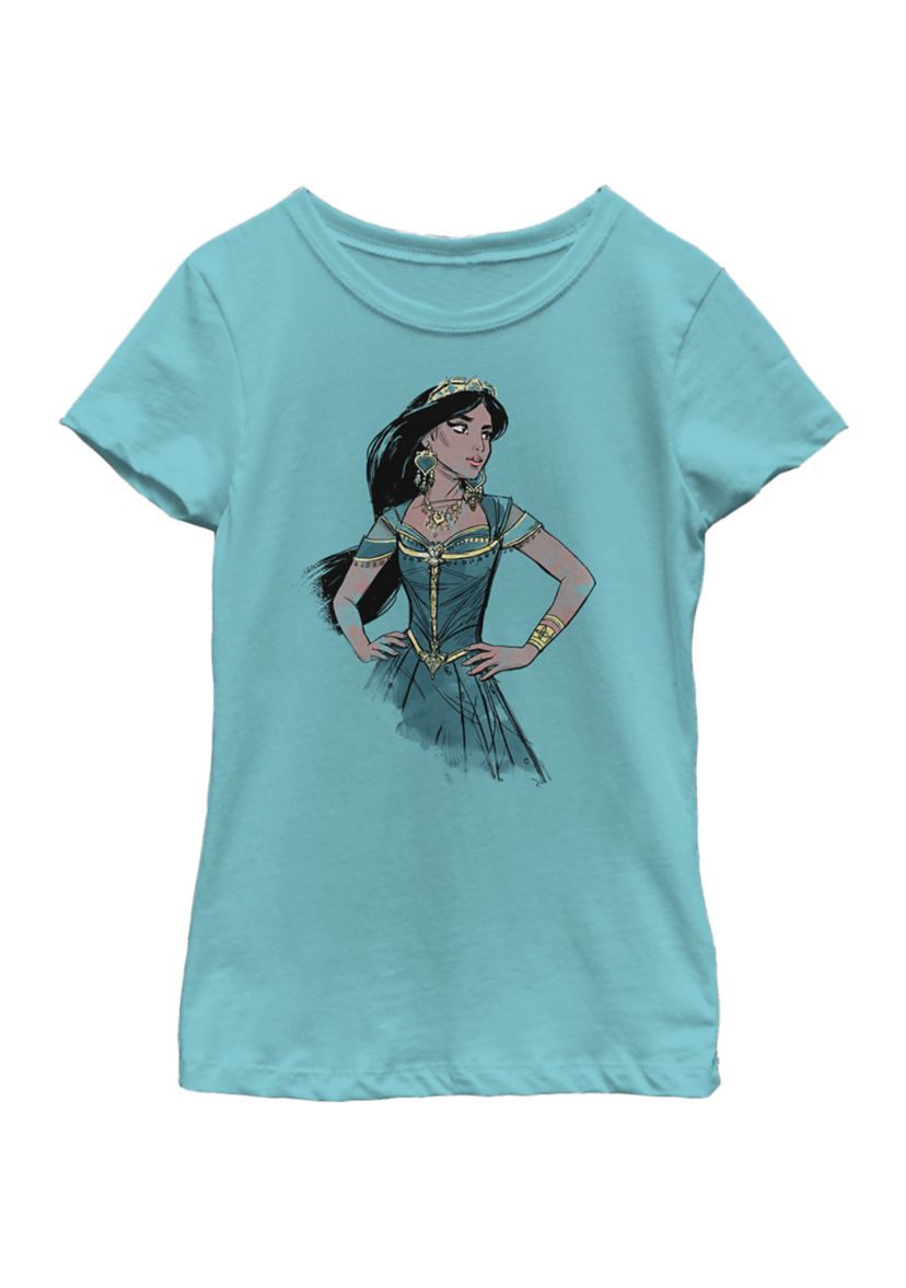 Girls 46x Aladdin Live Action Jasmine Sketch Graphic Top