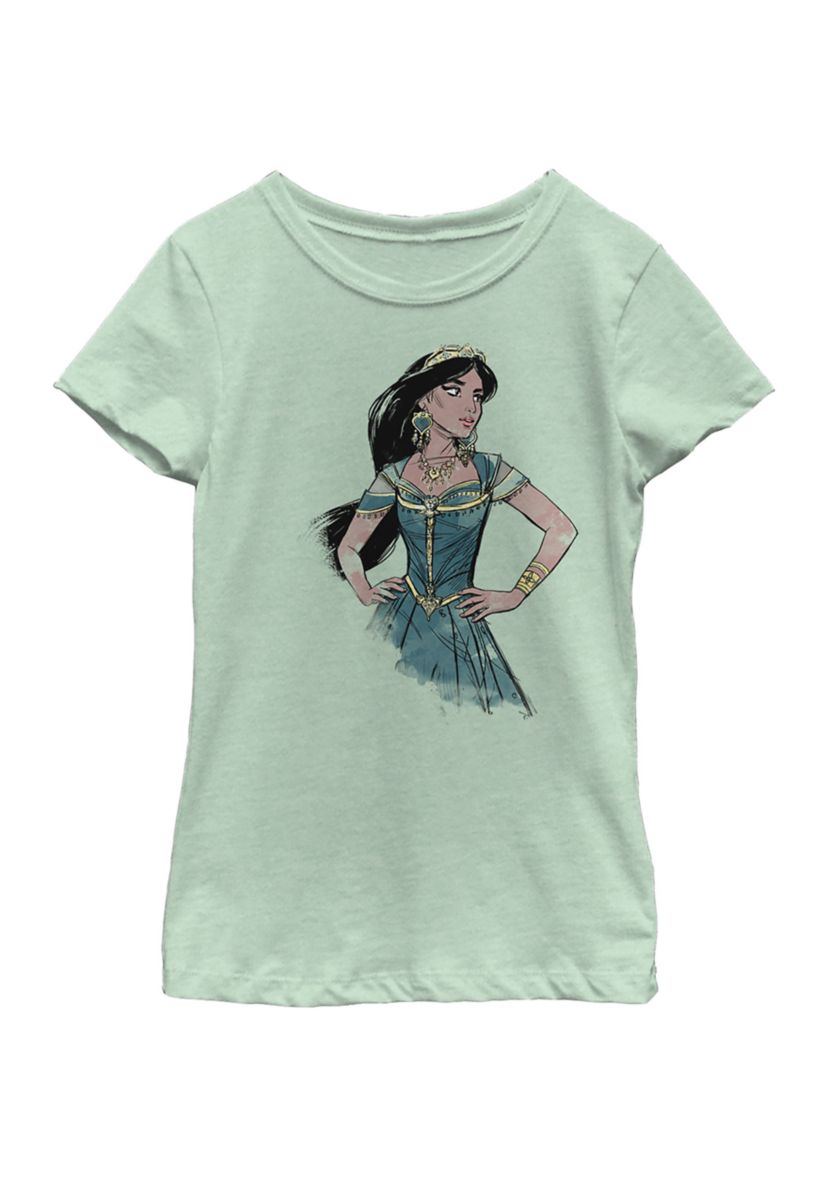 Girls 46x Aladdin Live Action Jasmine Sketch Graphic Top