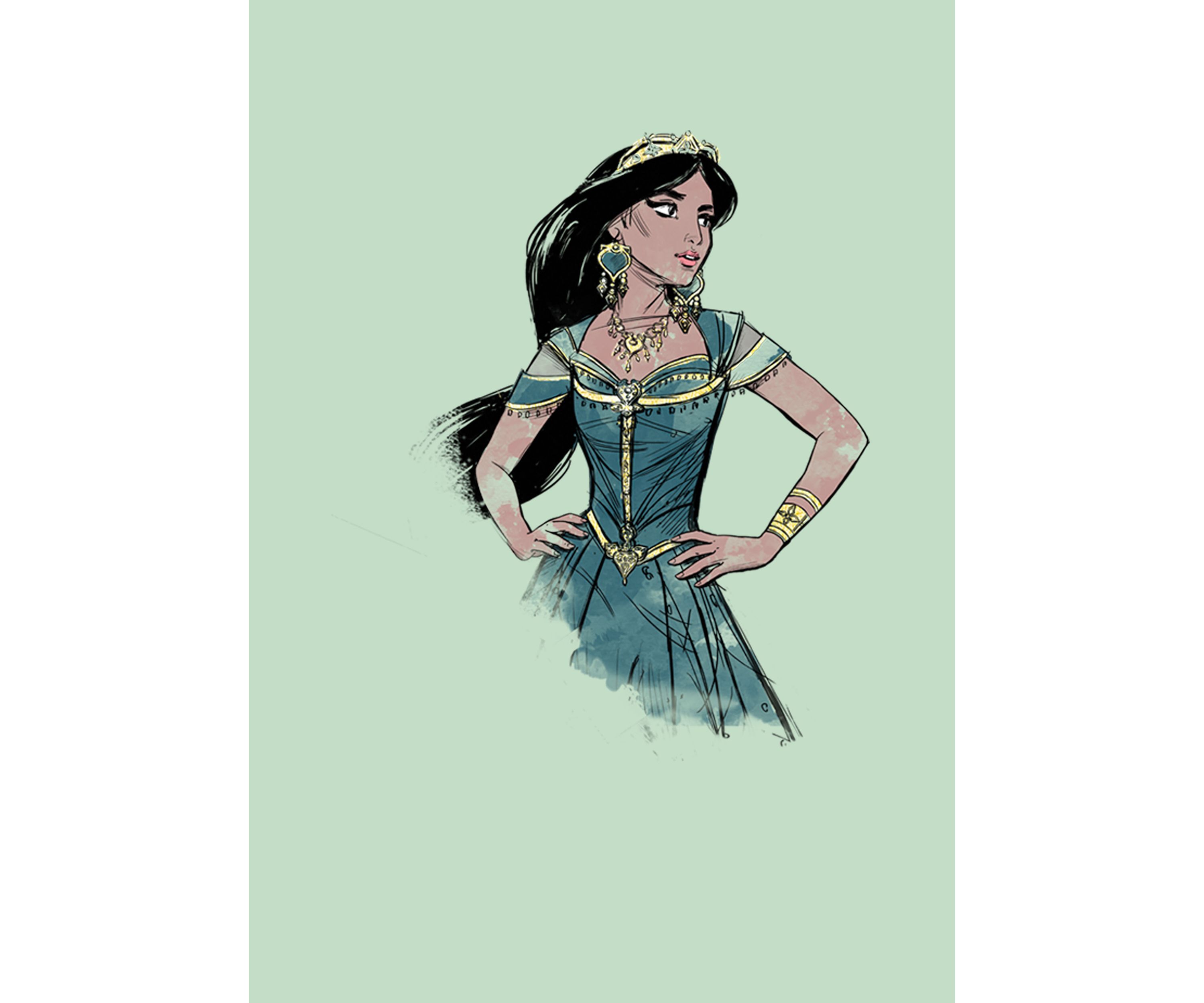 Girls 46x Aladdin Live Action Jasmine Sketch Graphic Top