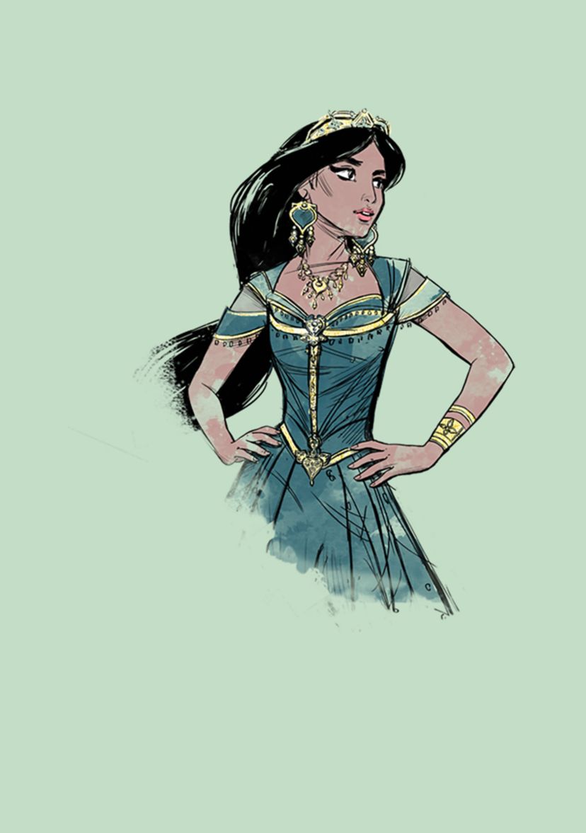 Girls 46x Aladdin Live Action Jasmine Sketch Graphic Top