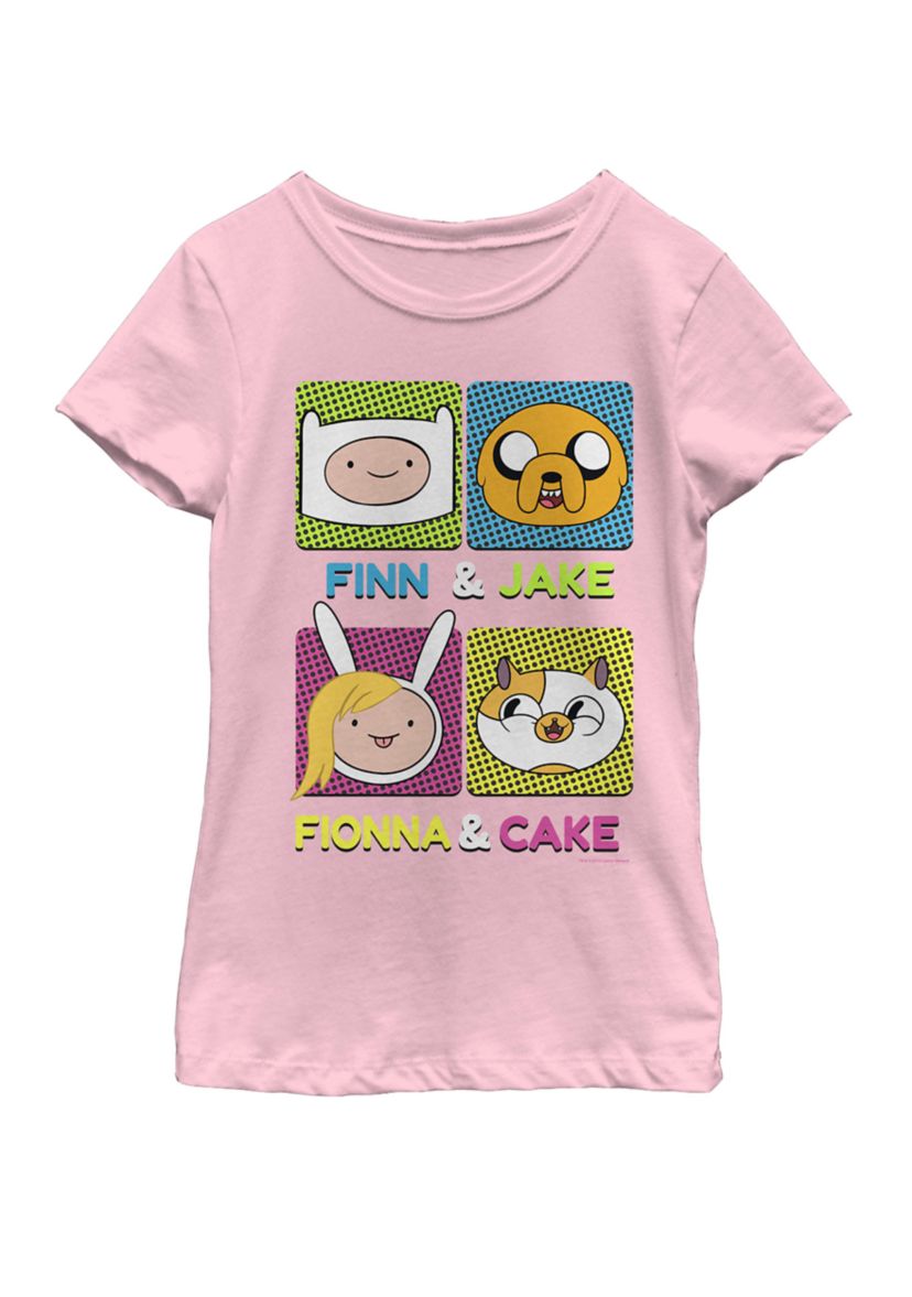 Girls 7-16 Adventure Time Finn Jake Fionna Cake Short Sleeve Graphic T-Shirt