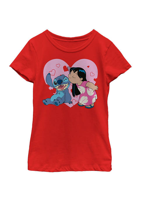 Girls 4-6x Lilo And Valentines Kisses Graphic T-Shirt